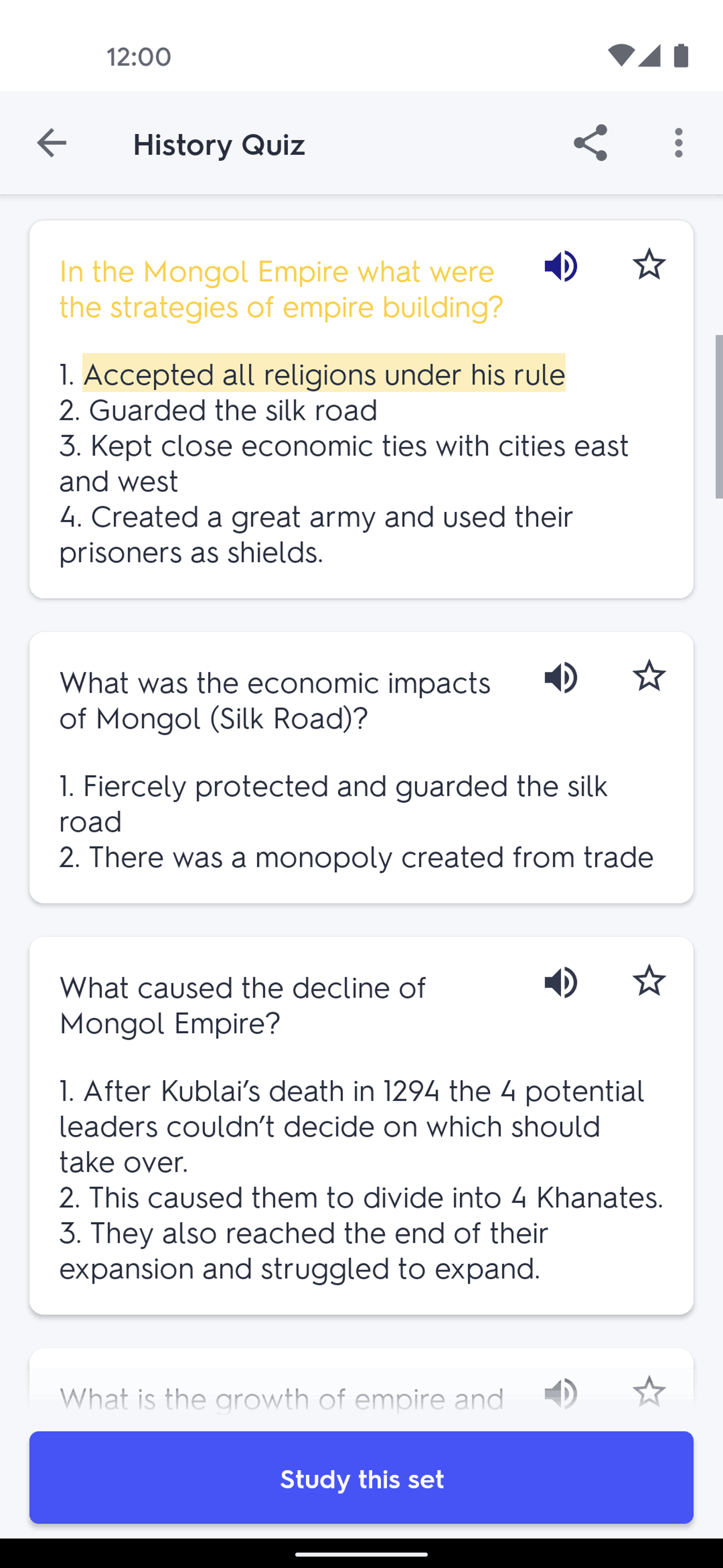 Quizlet Android Education interface screenshot 13