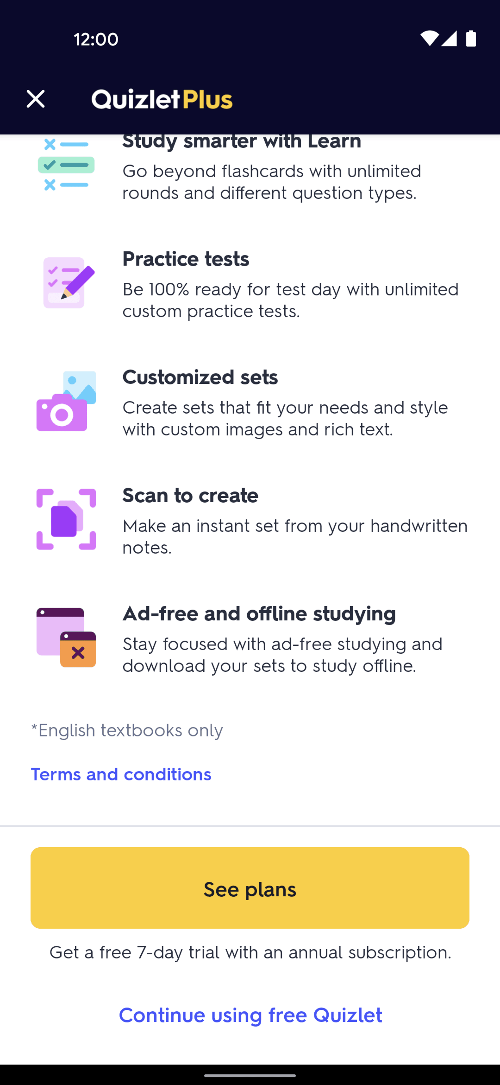 Quizlet Android Education interface screenshot 11