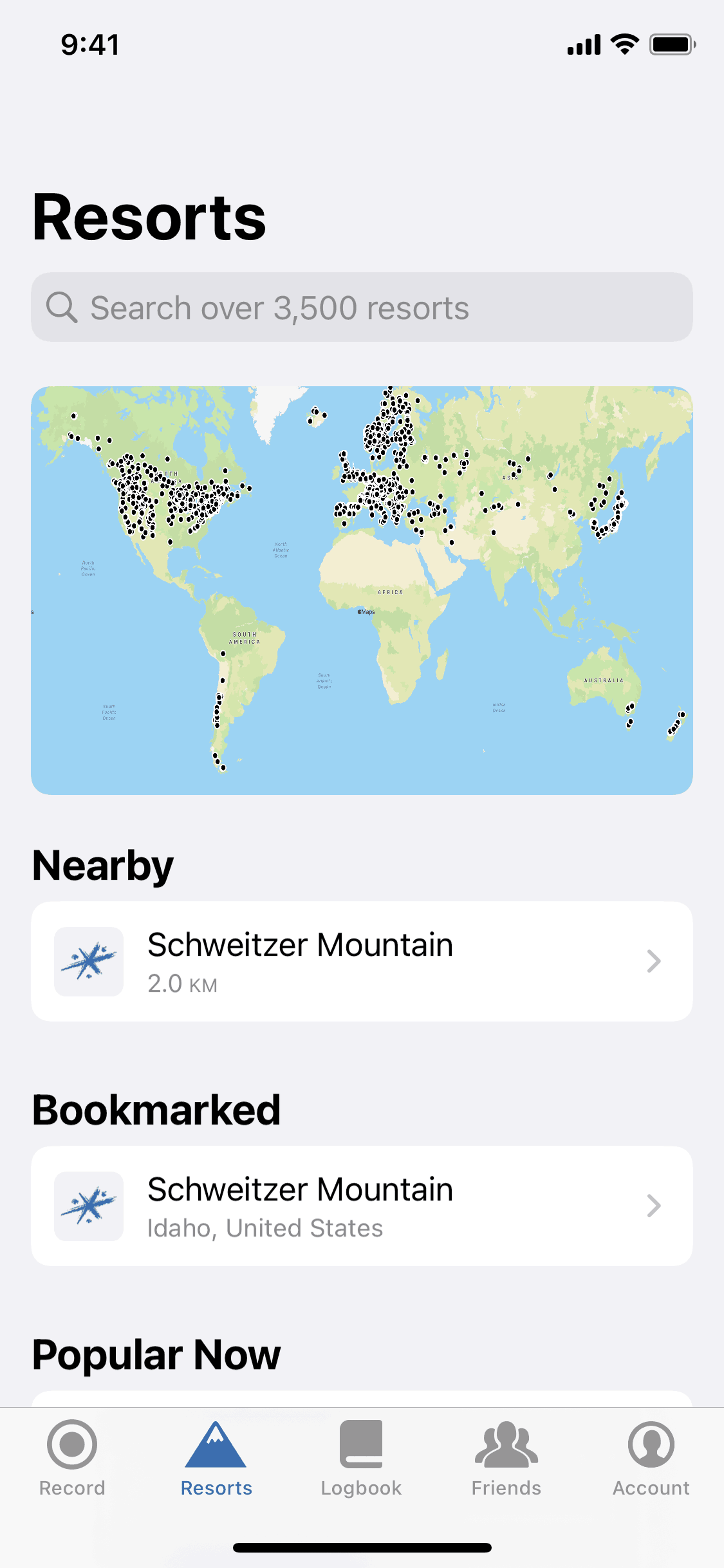 Slopes iOS Sports interface screenshot 3