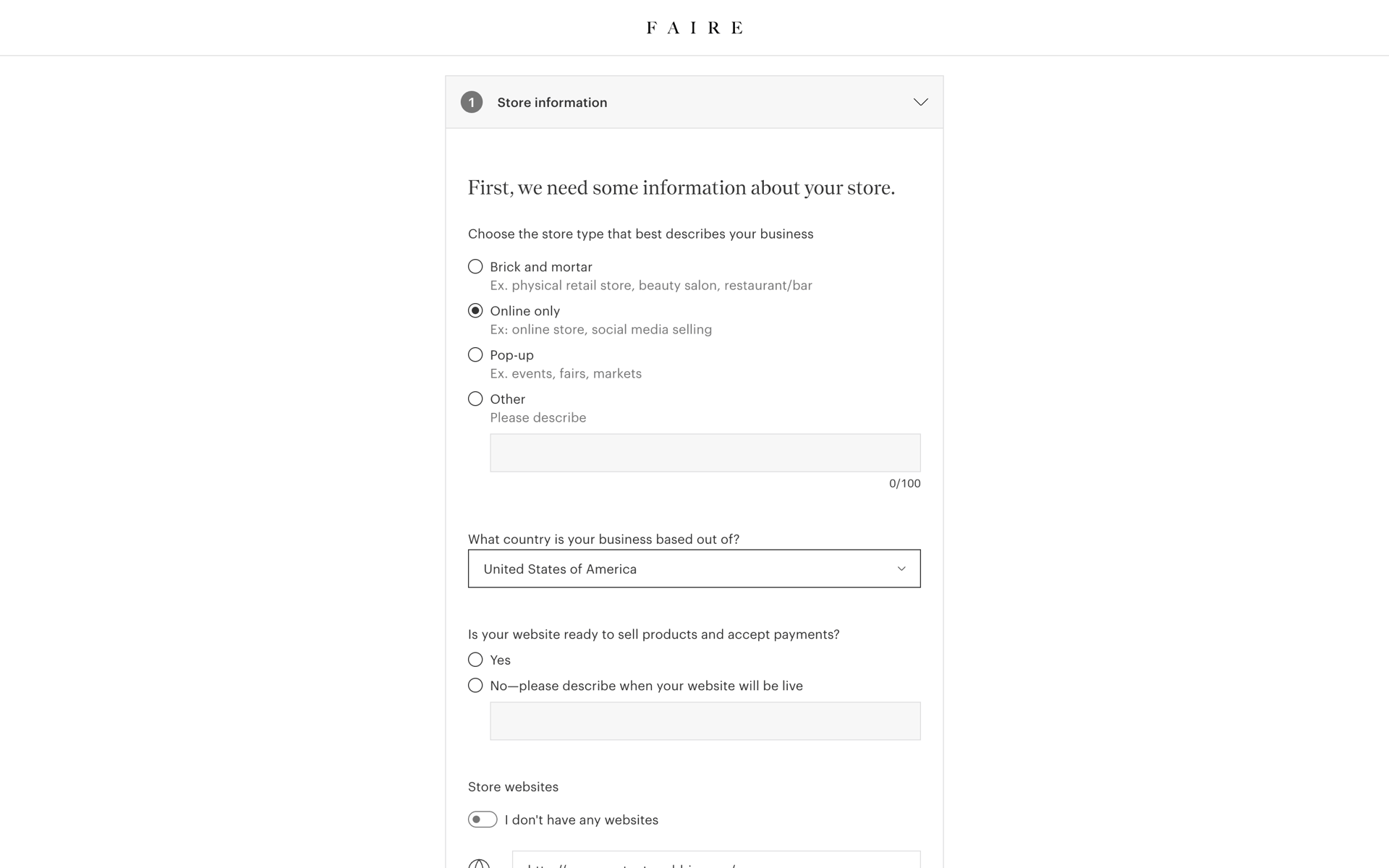 Faire Web Business interface screenshot 11