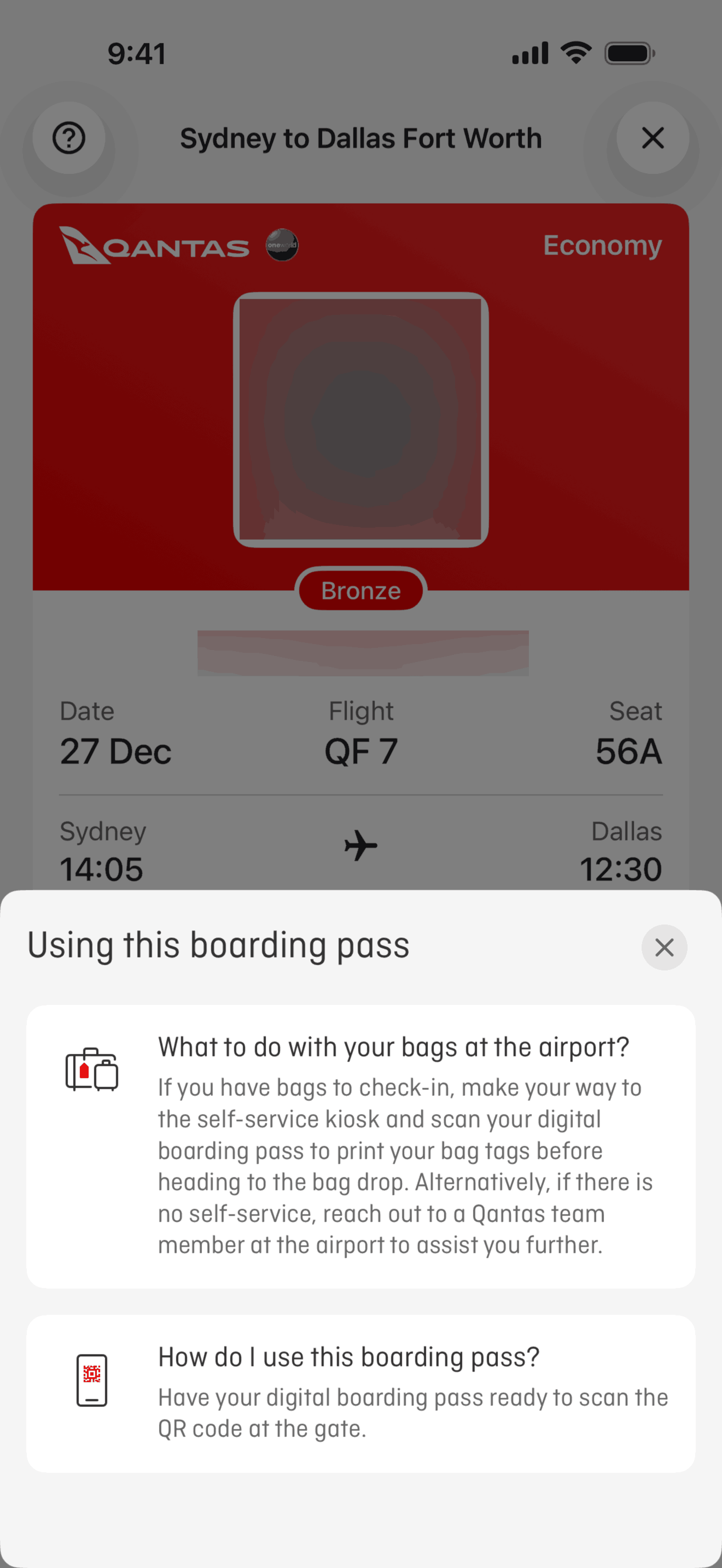 Qantas Airways iOS Travel & Transportation interface screenshot 8