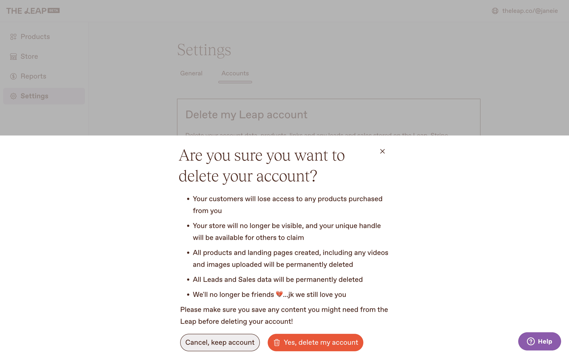 The Leap Web Business interface screenshot 22