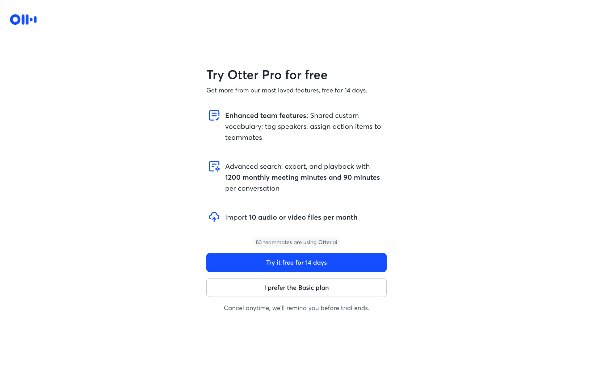 Otter.ai Web AI interface screenshot 20
