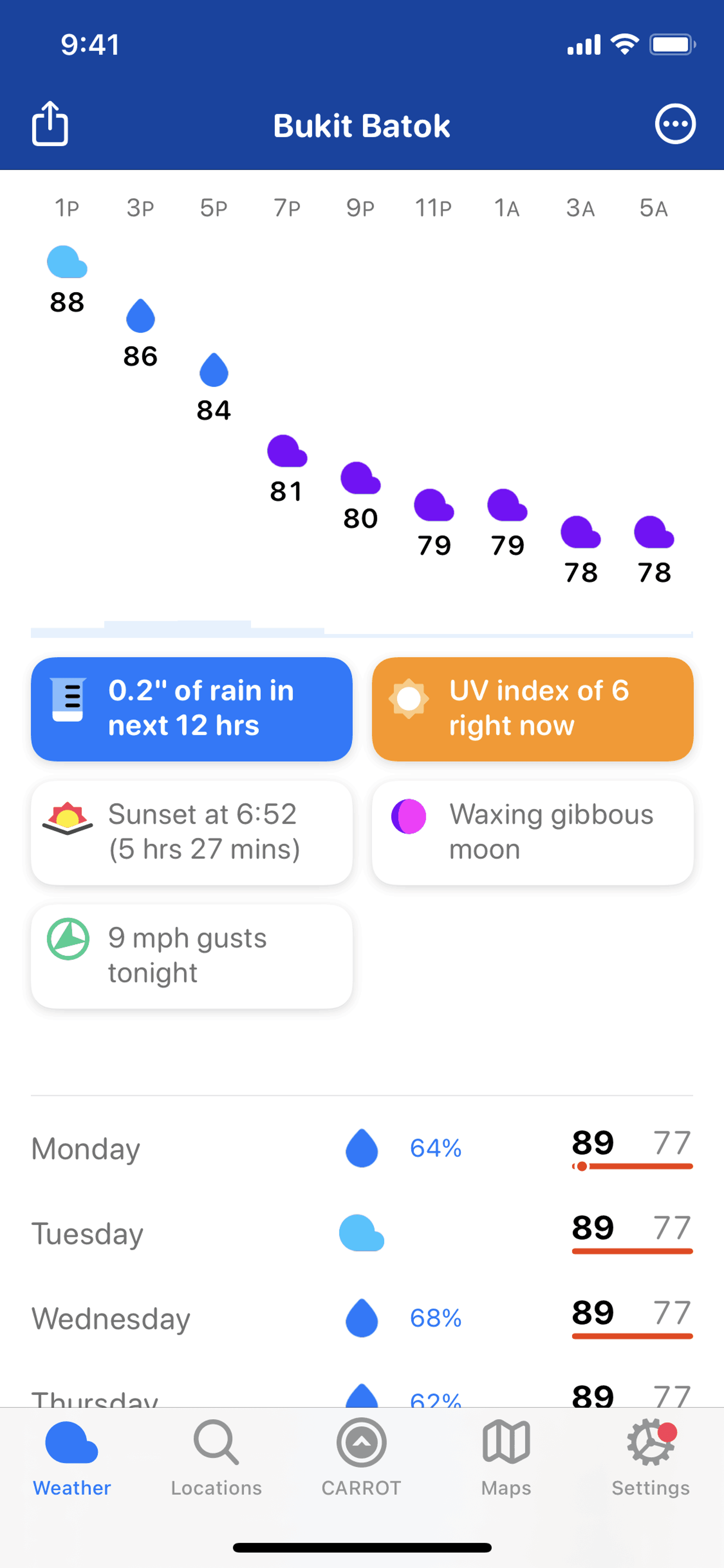 CARROT Weather iOS Lifestyle interface screenshot 15