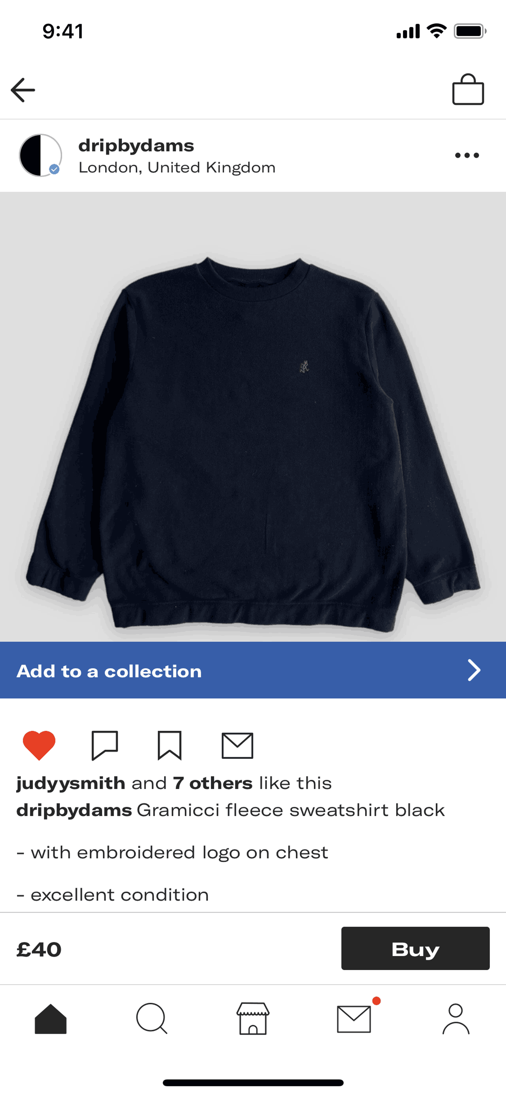 Saving a product to a new collection on Depop (ios) screen 2