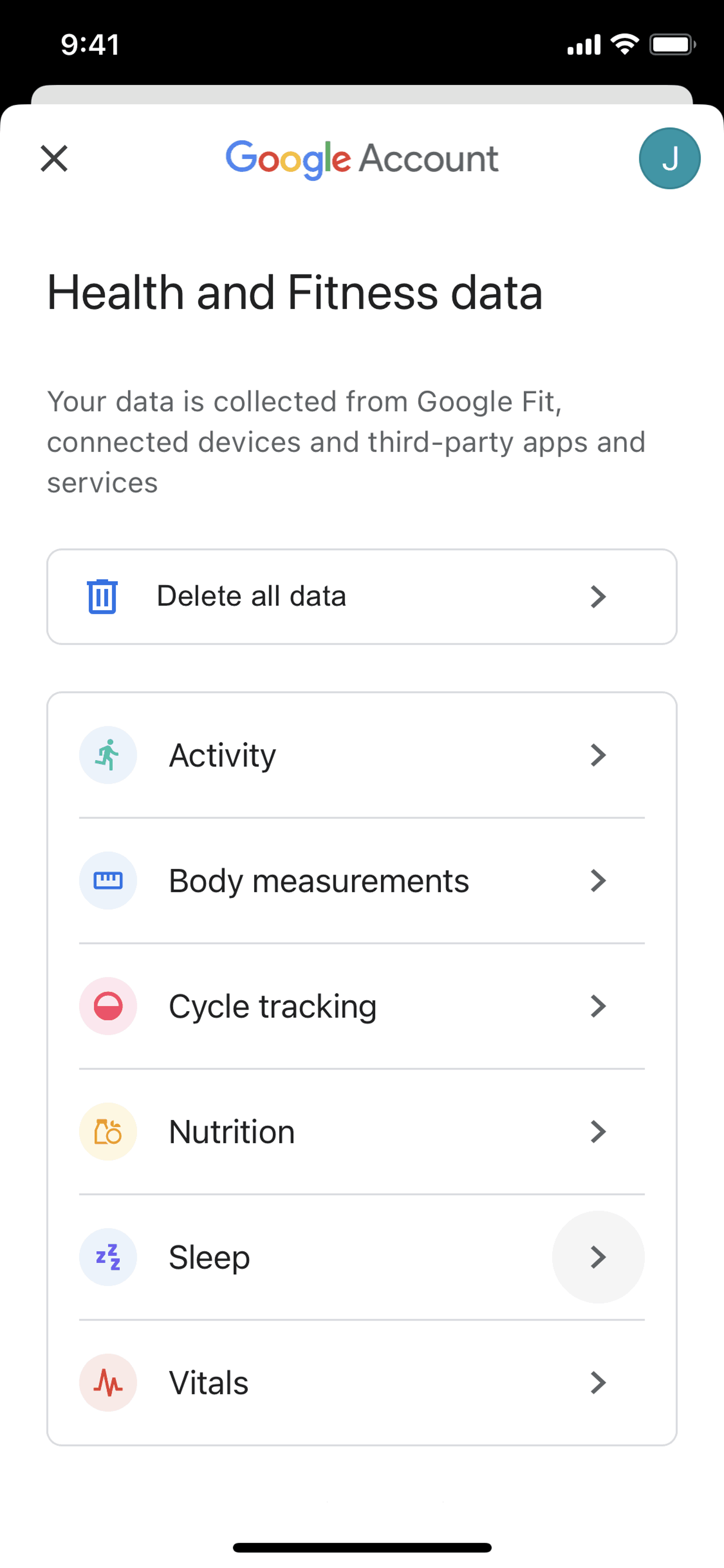 Google Fit iOS Health & Fitness interface screenshot 20