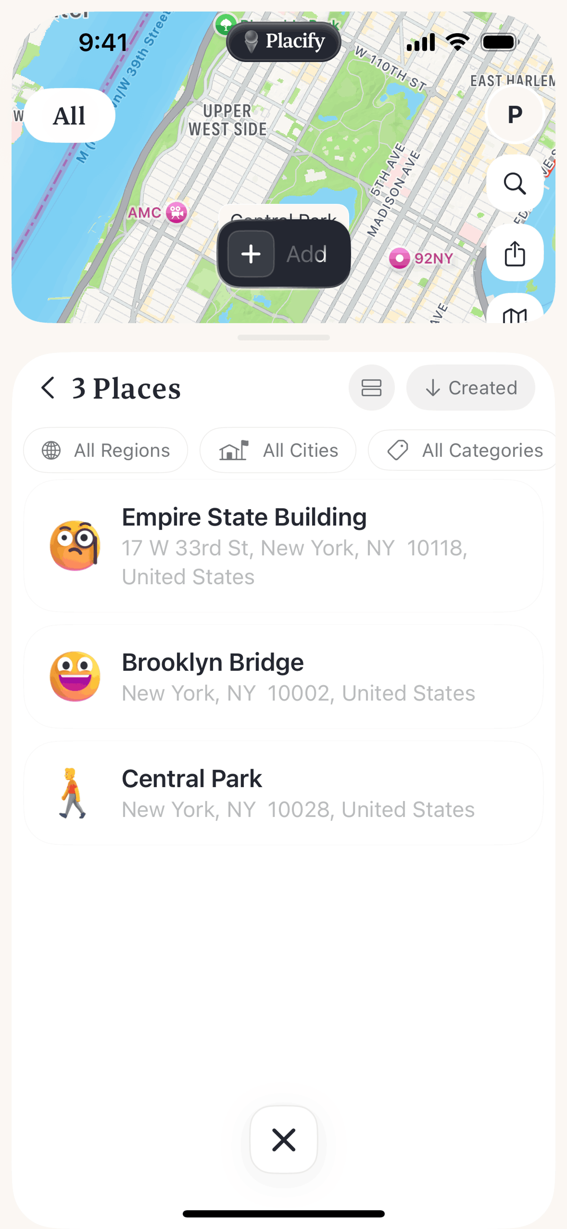 Placify iOS Lifestyle interface screenshot 6