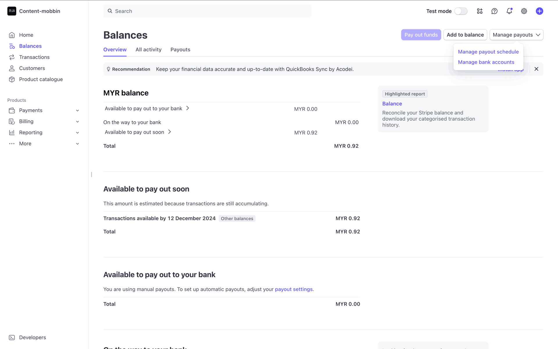 Stripe Web Business interface screenshot 17