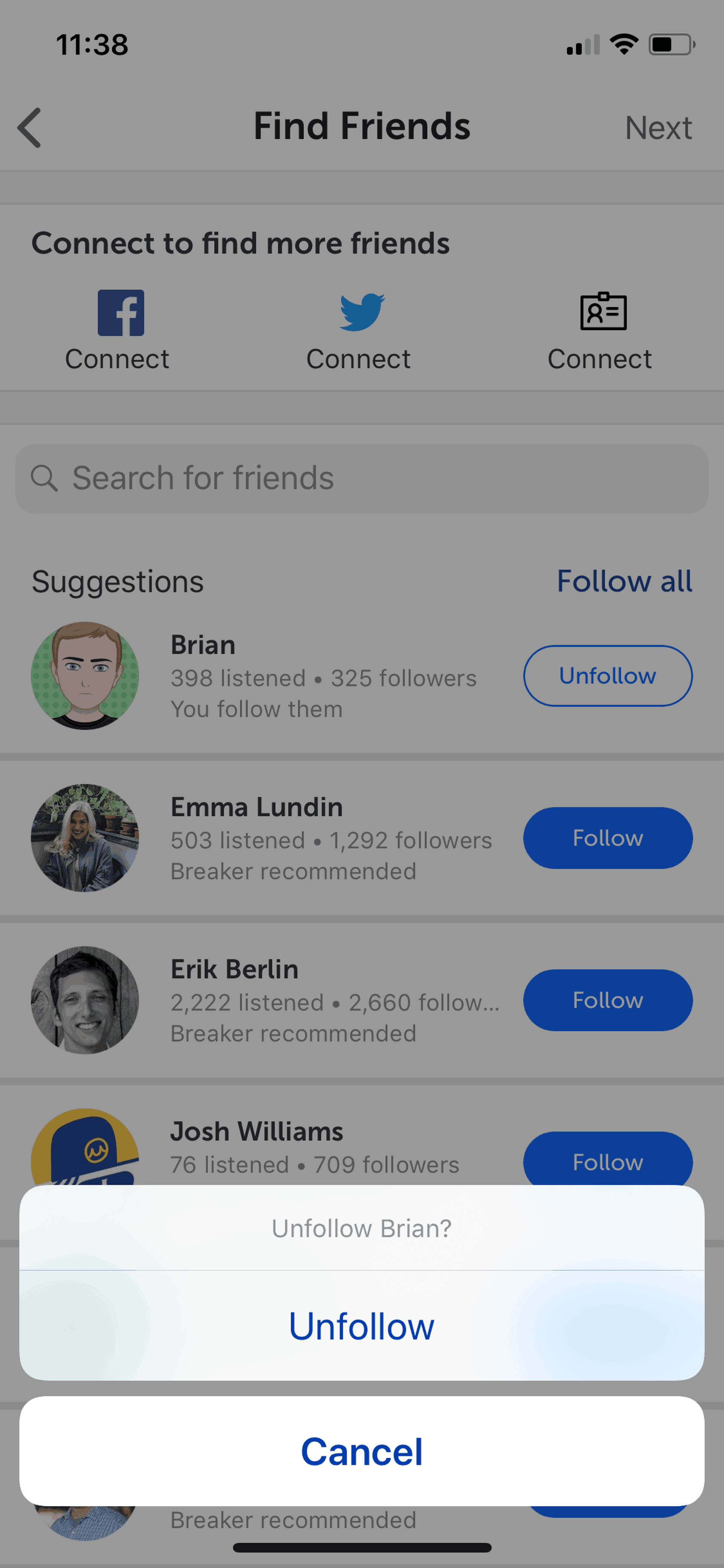 Breaker iOS Social Networking interface screenshot 7