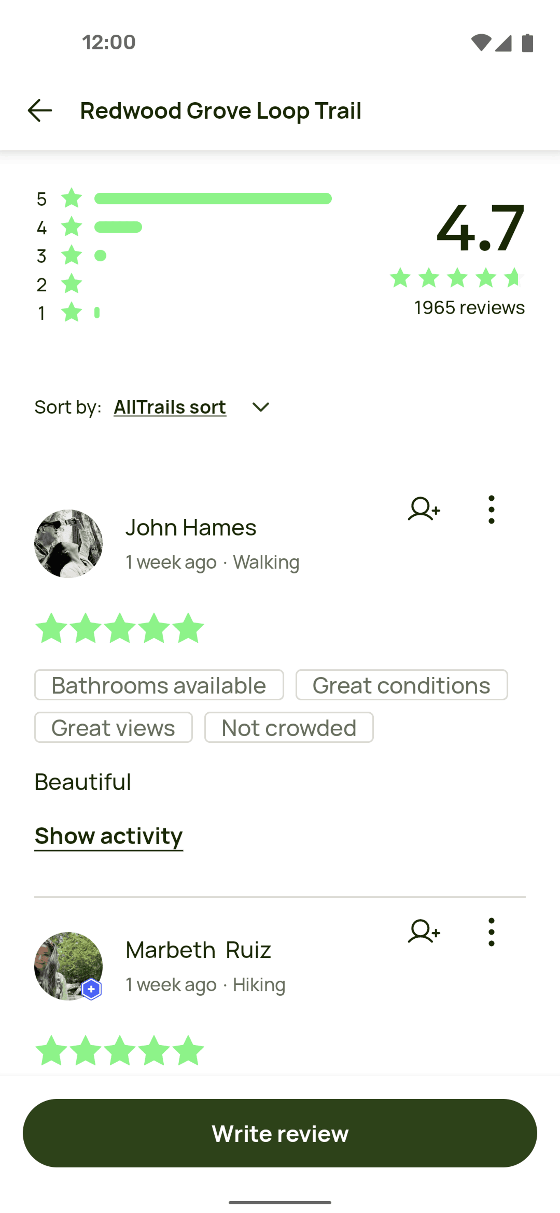 AllTrails Android Health & Fitness interface screenshot 5