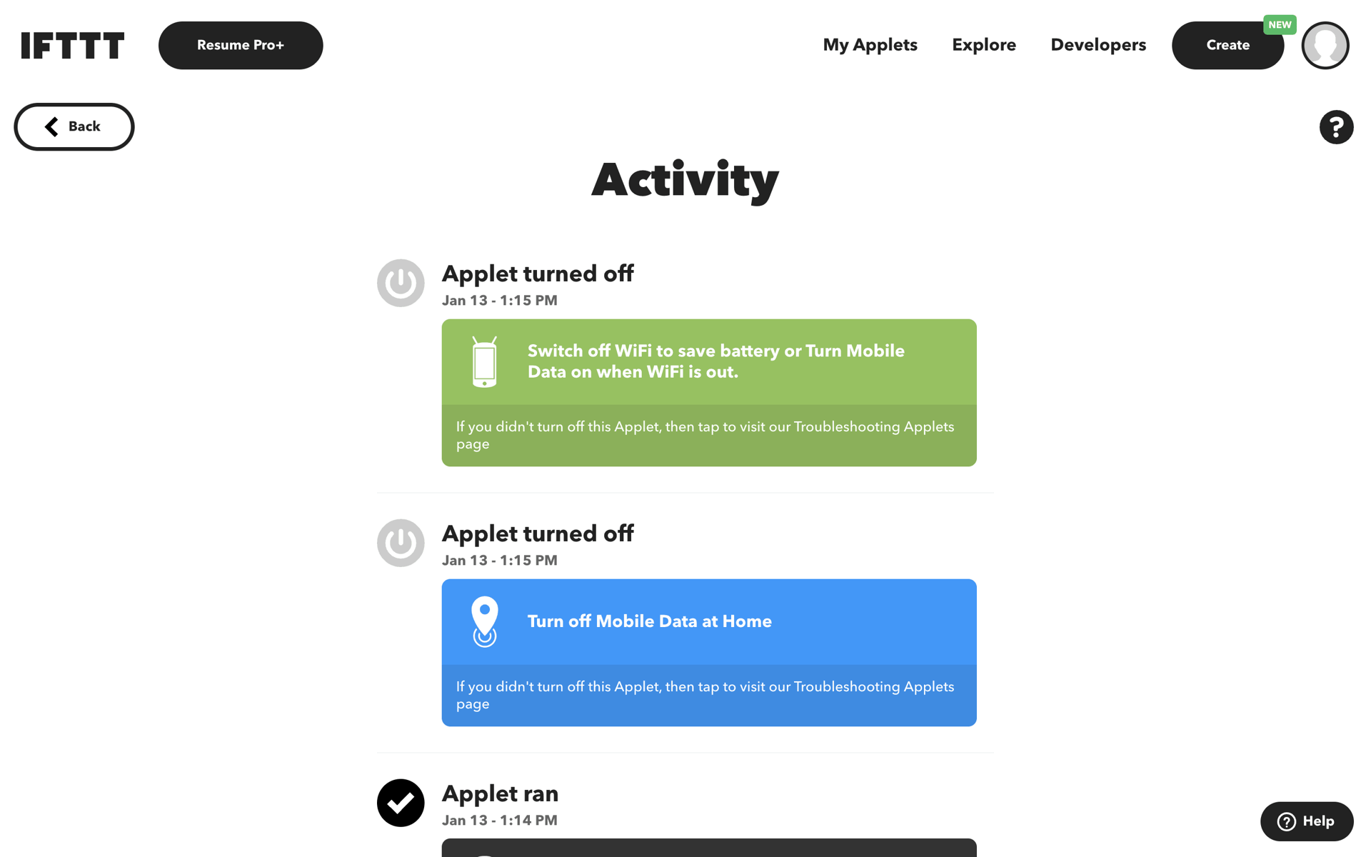 IFTTT Web Productivity interface screenshot 9