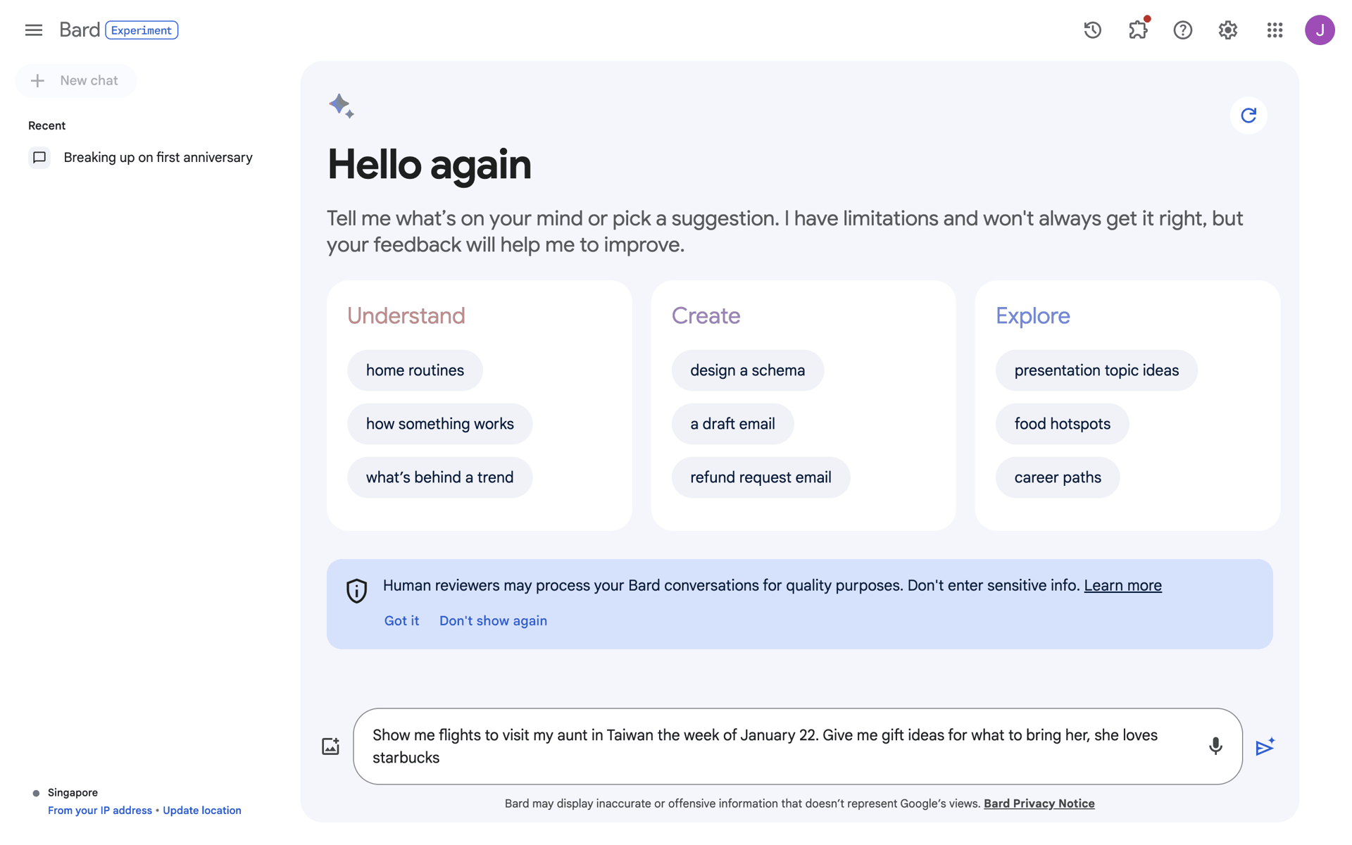Bard Web AI interface screenshot 12