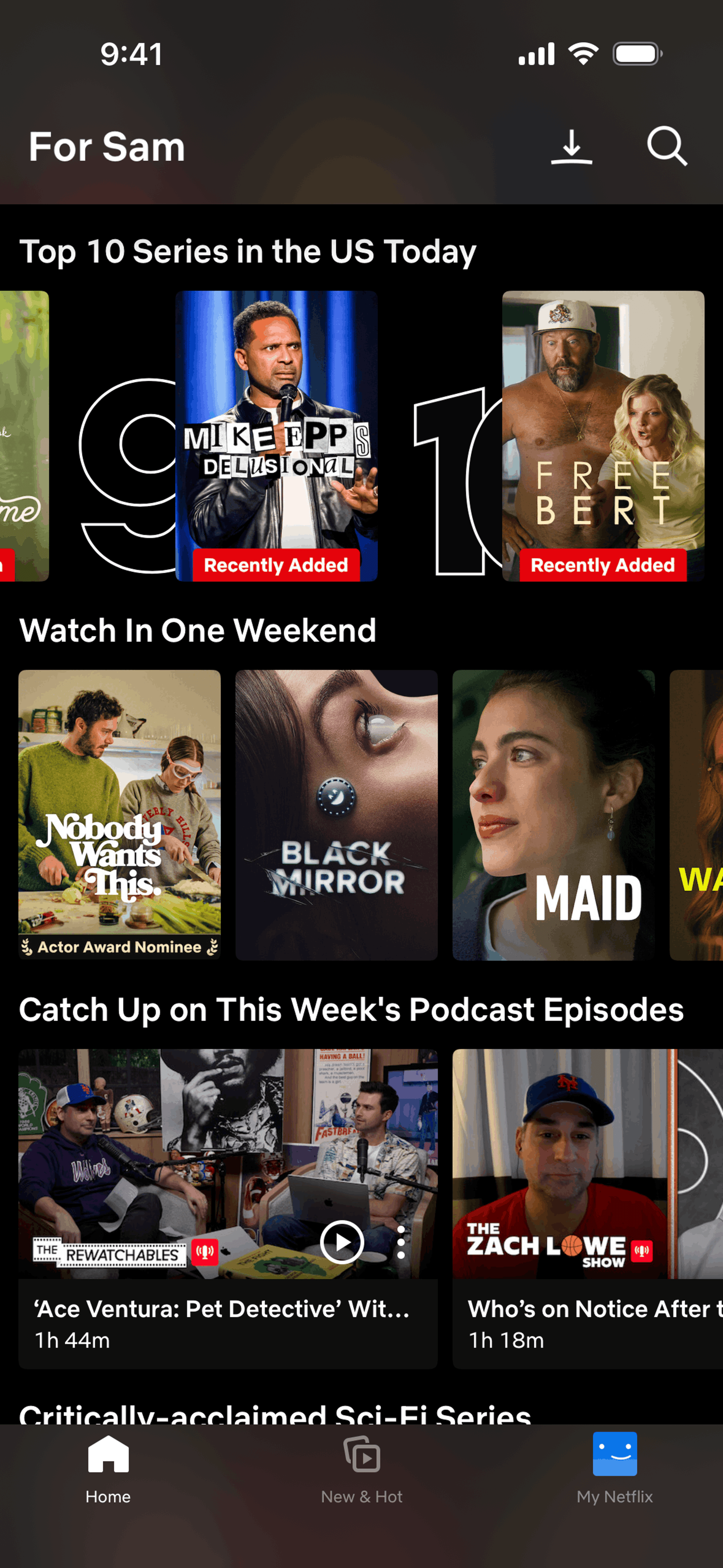 Entertainment app screen 1