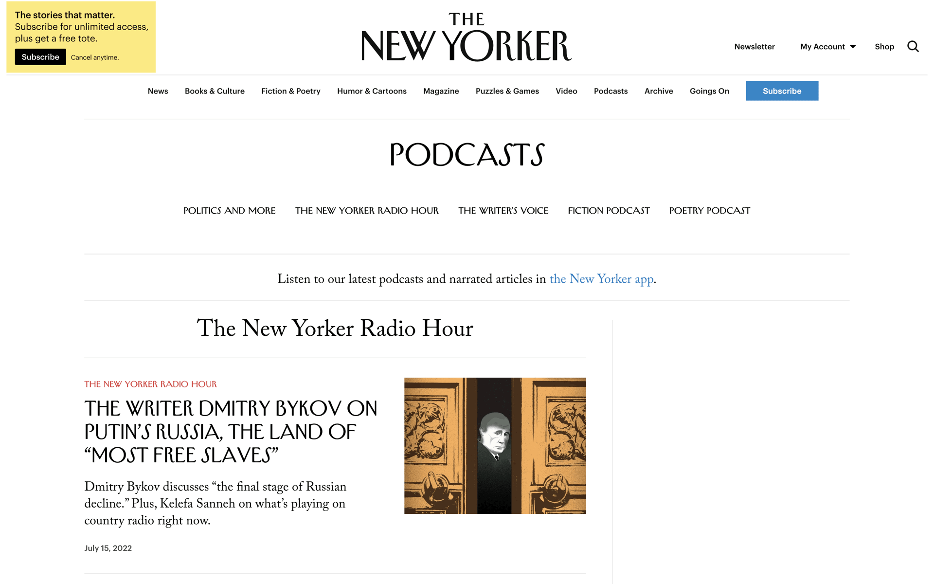 The New Yorker Web News interface screenshot 24