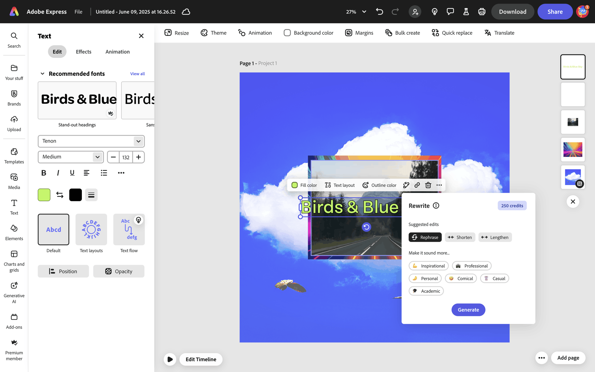 Adobe Express Web AI interface screenshot 13