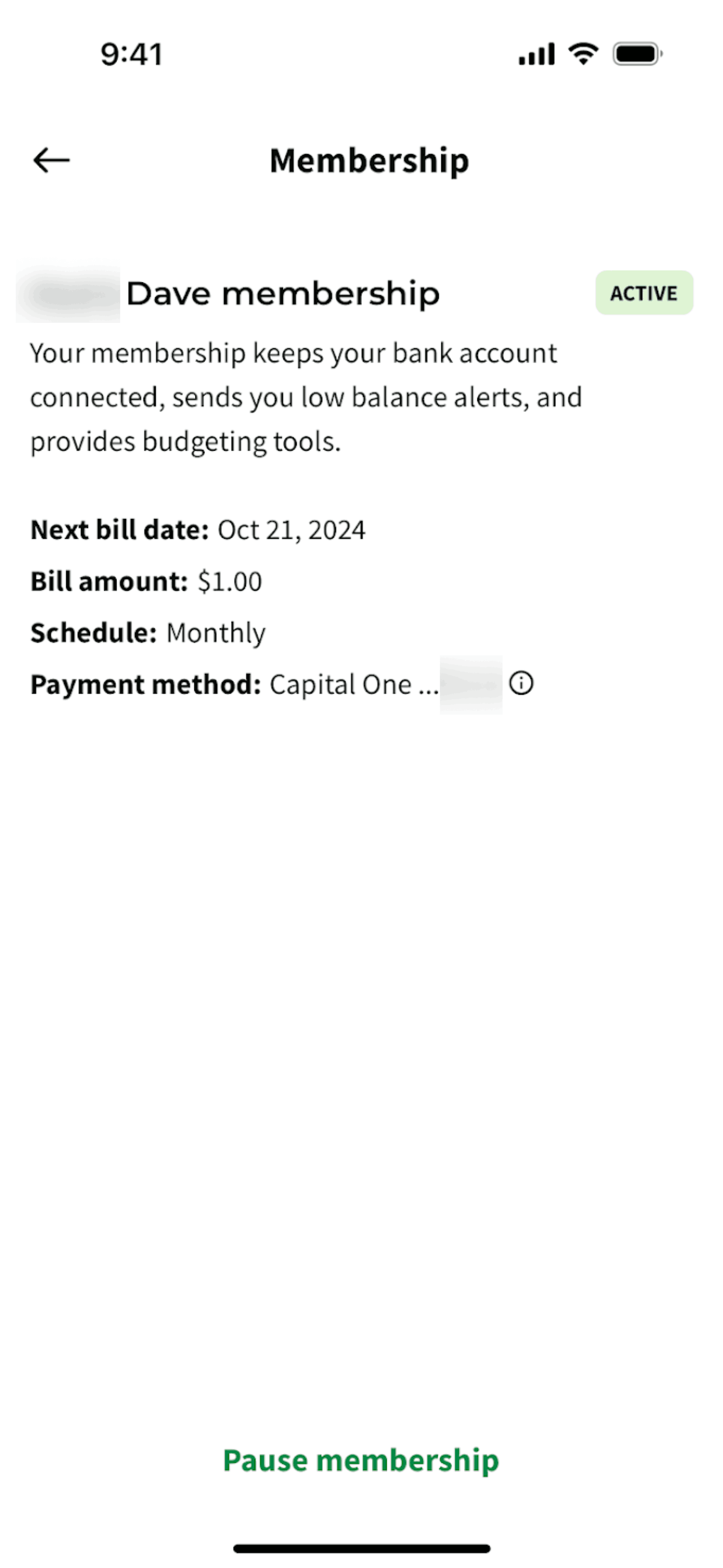 Dave iOS Finance interface screenshot 23