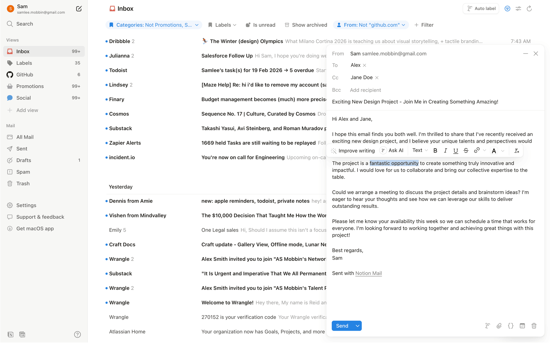 Notion Mail Web Productivity interface screenshot 17