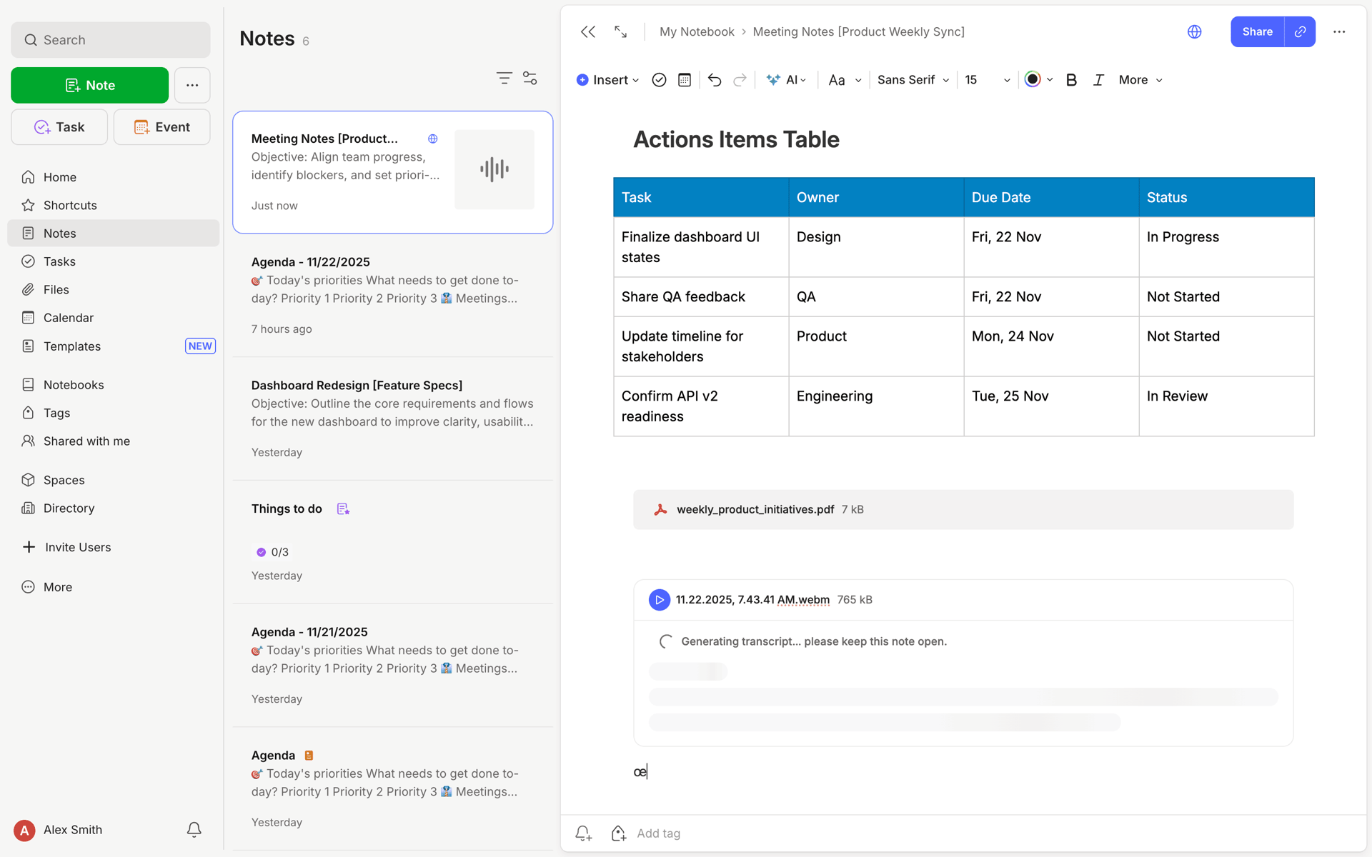 Evernote Web Productivity interface screenshot 3
