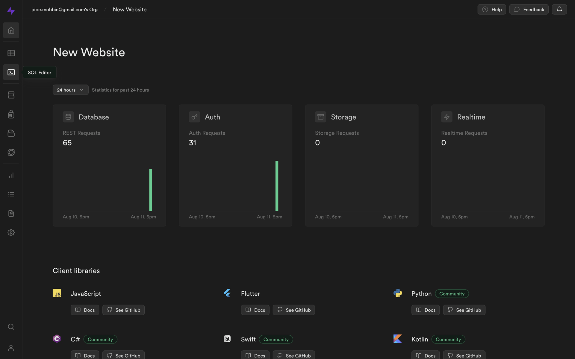 Supabase Web Developer Tools interface screenshot 6
