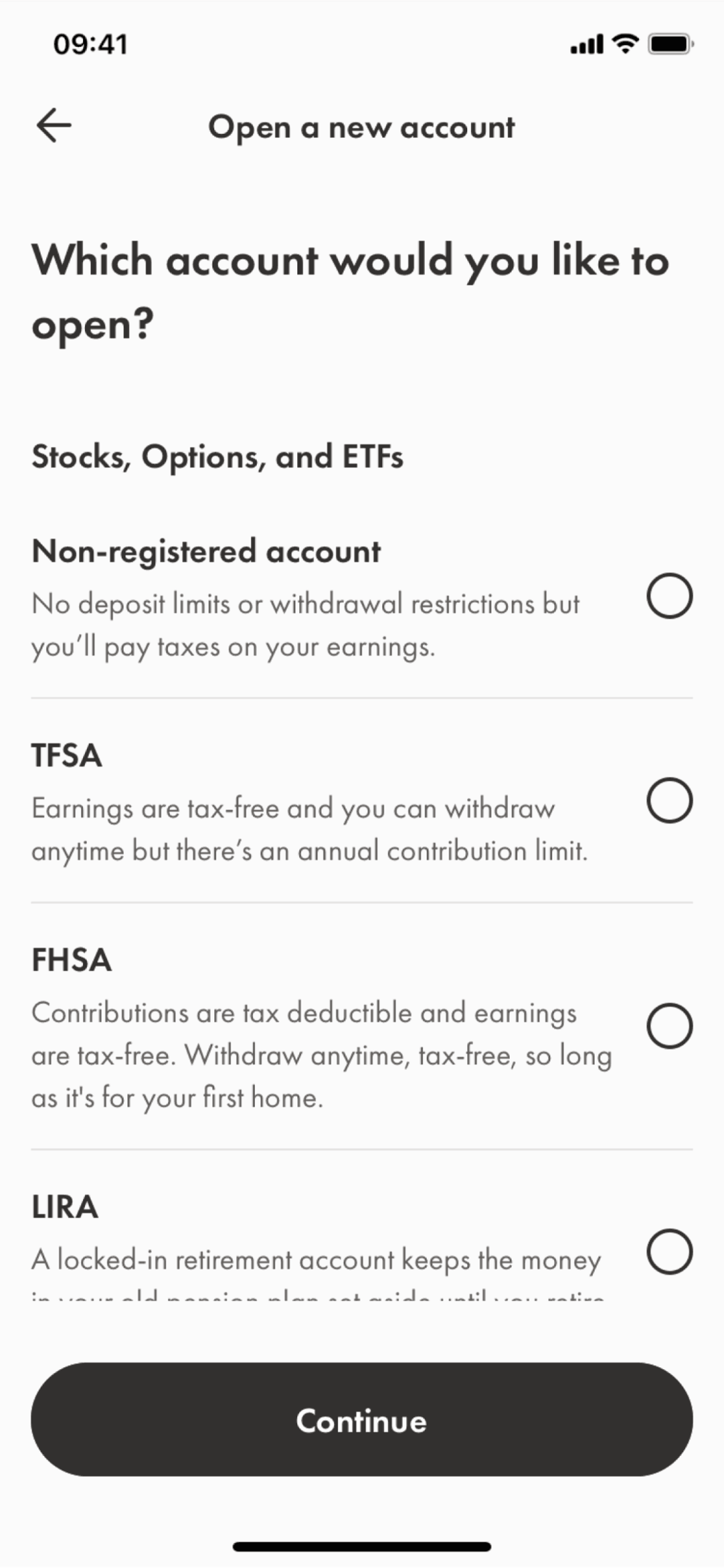Wealthsimple iOS Finance interface screenshot 9
