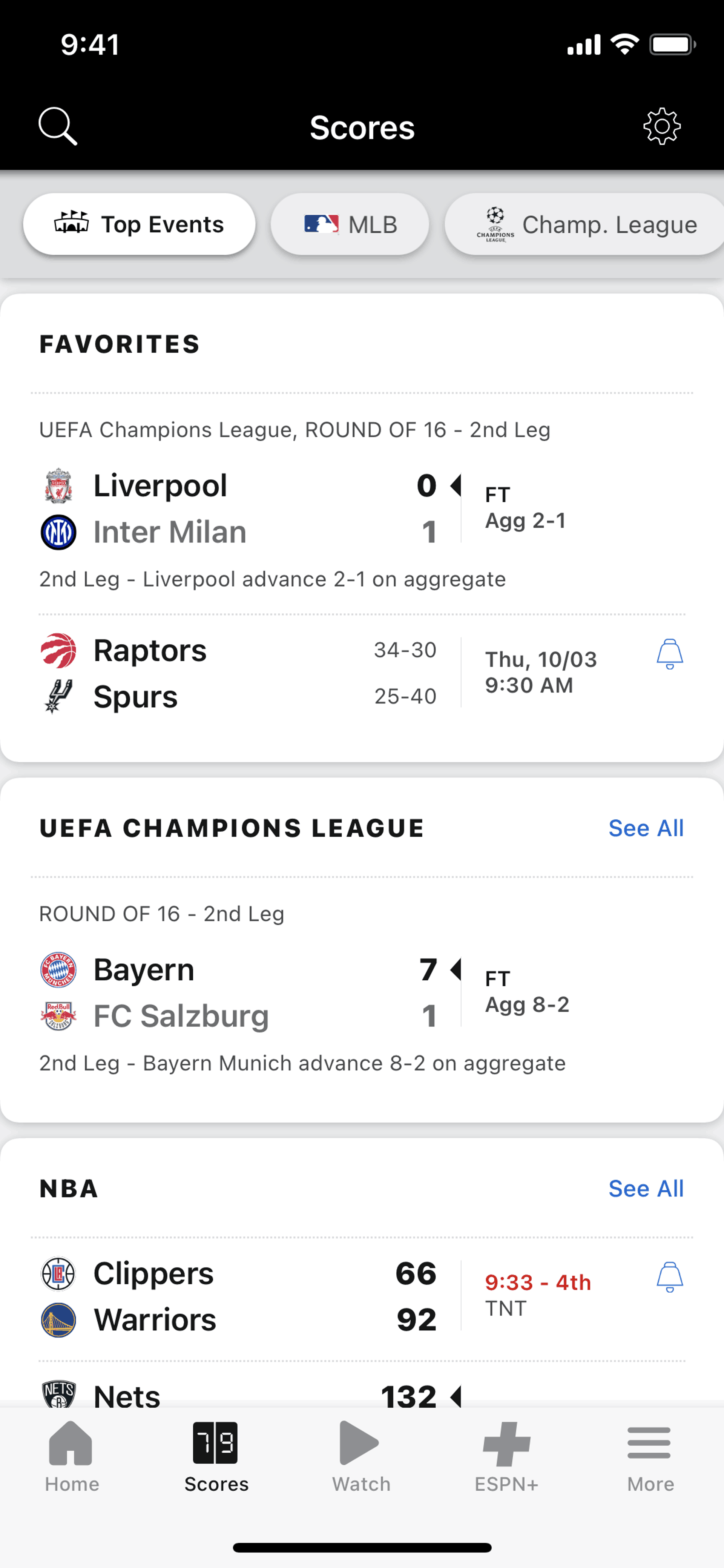 ESPN iOS Sports interface screenshot 7