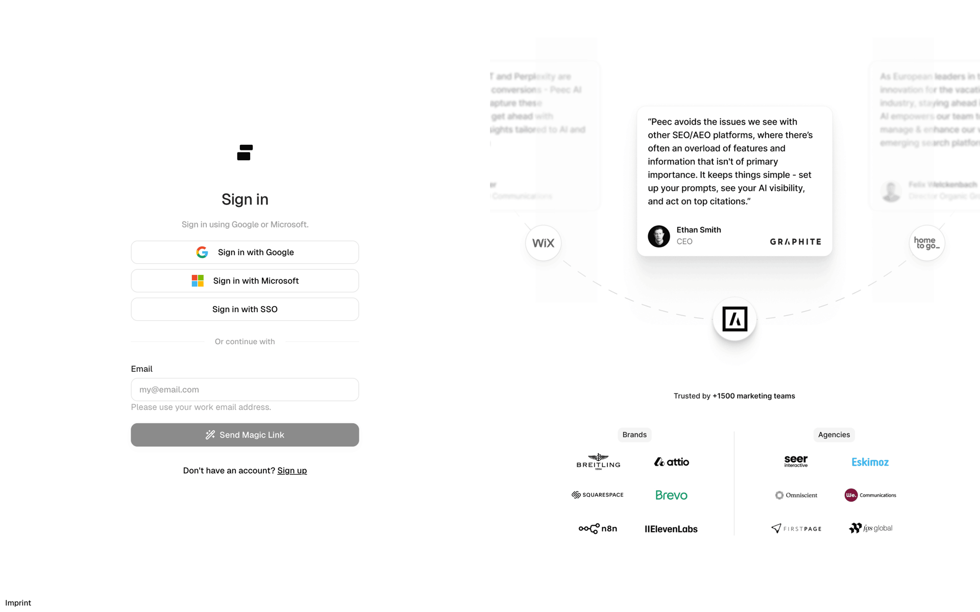 Peec AI Web Business interface screenshot 12