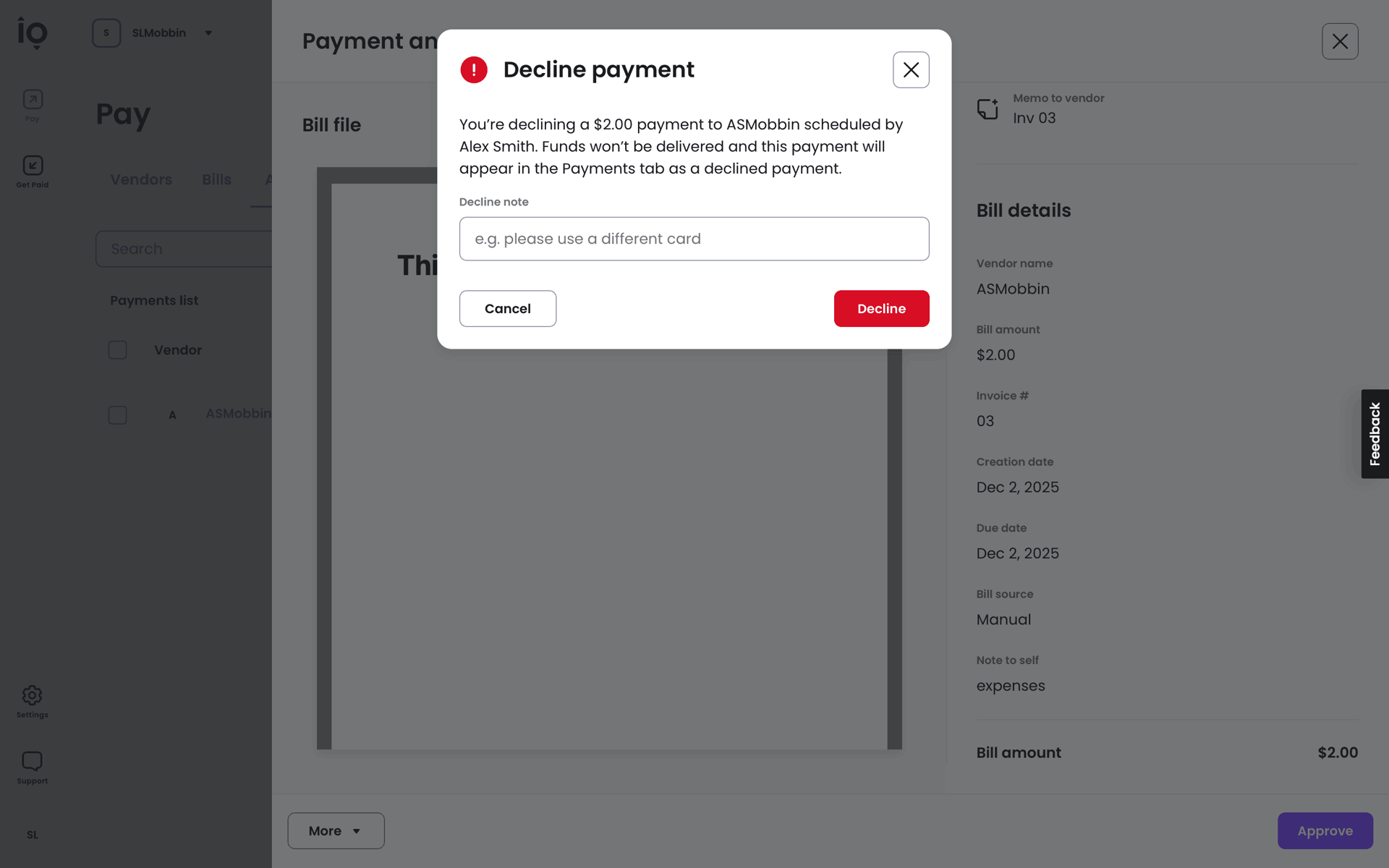 Melio Web Finance interface screenshot 18