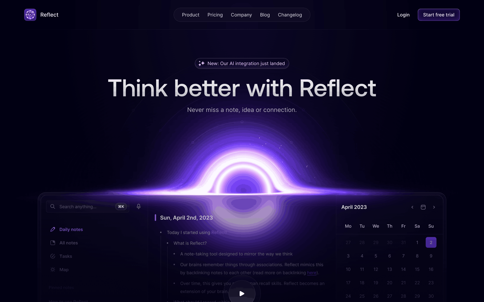 Reflect Web AI interface screenshot 1