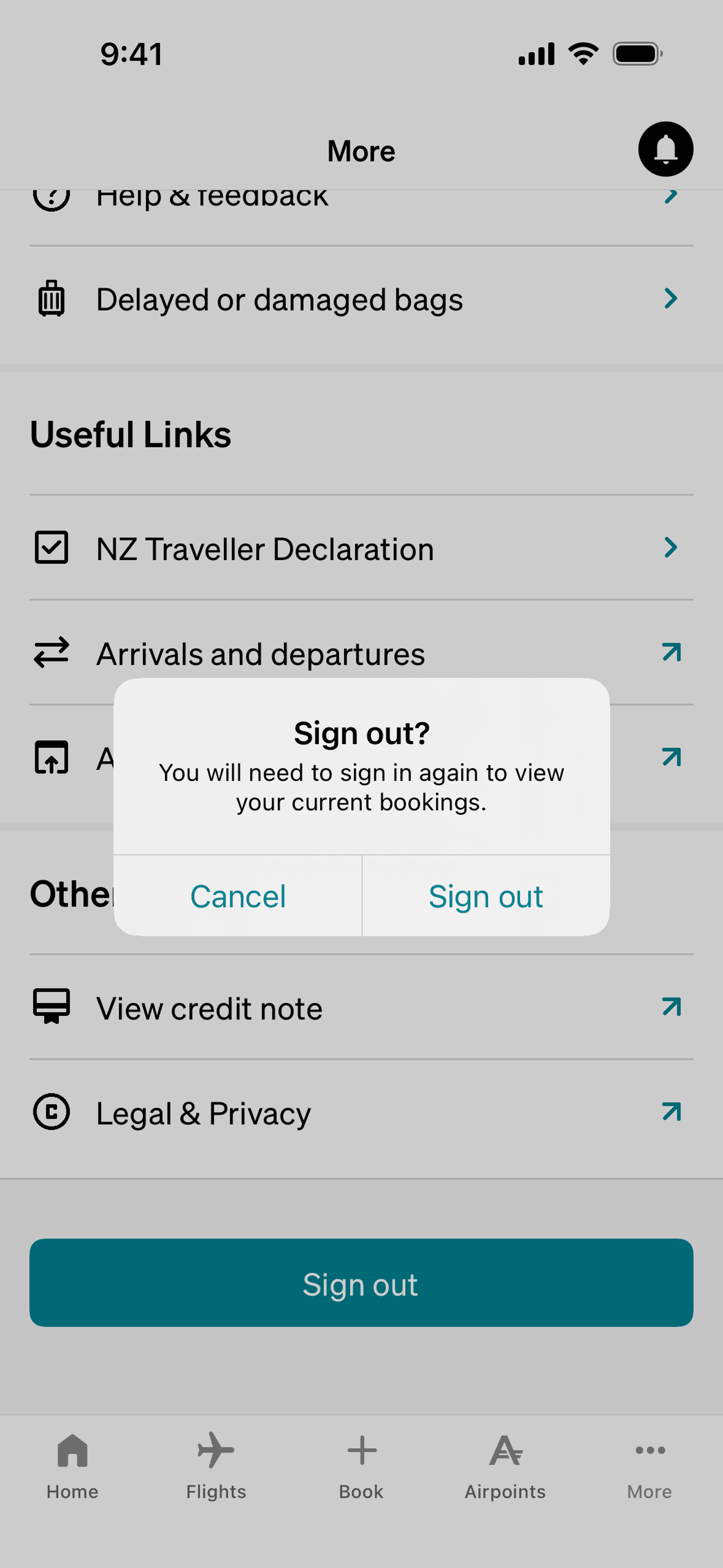 Air NZ iOS Travel & Transportation interface screenshot 23