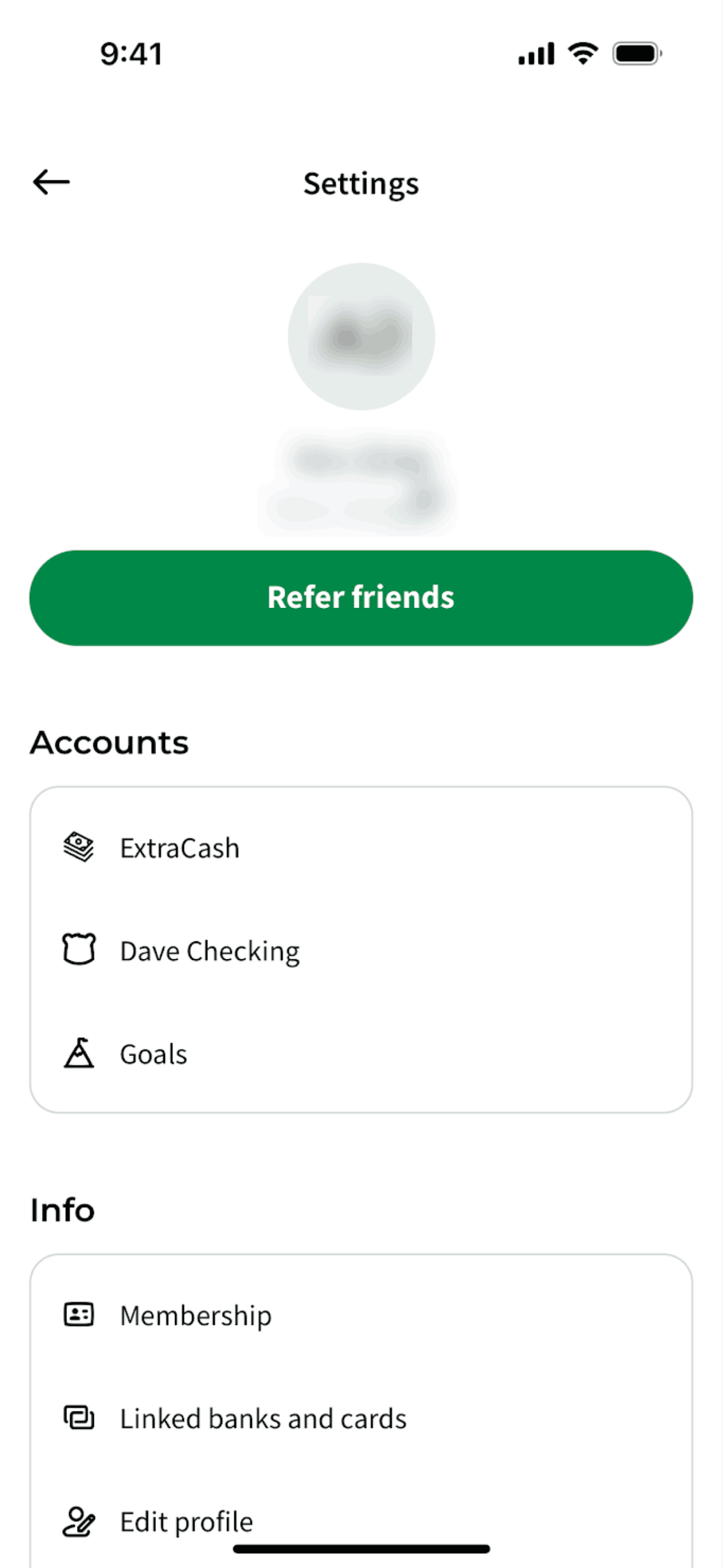 Dave iOS Finance interface screenshot 21
