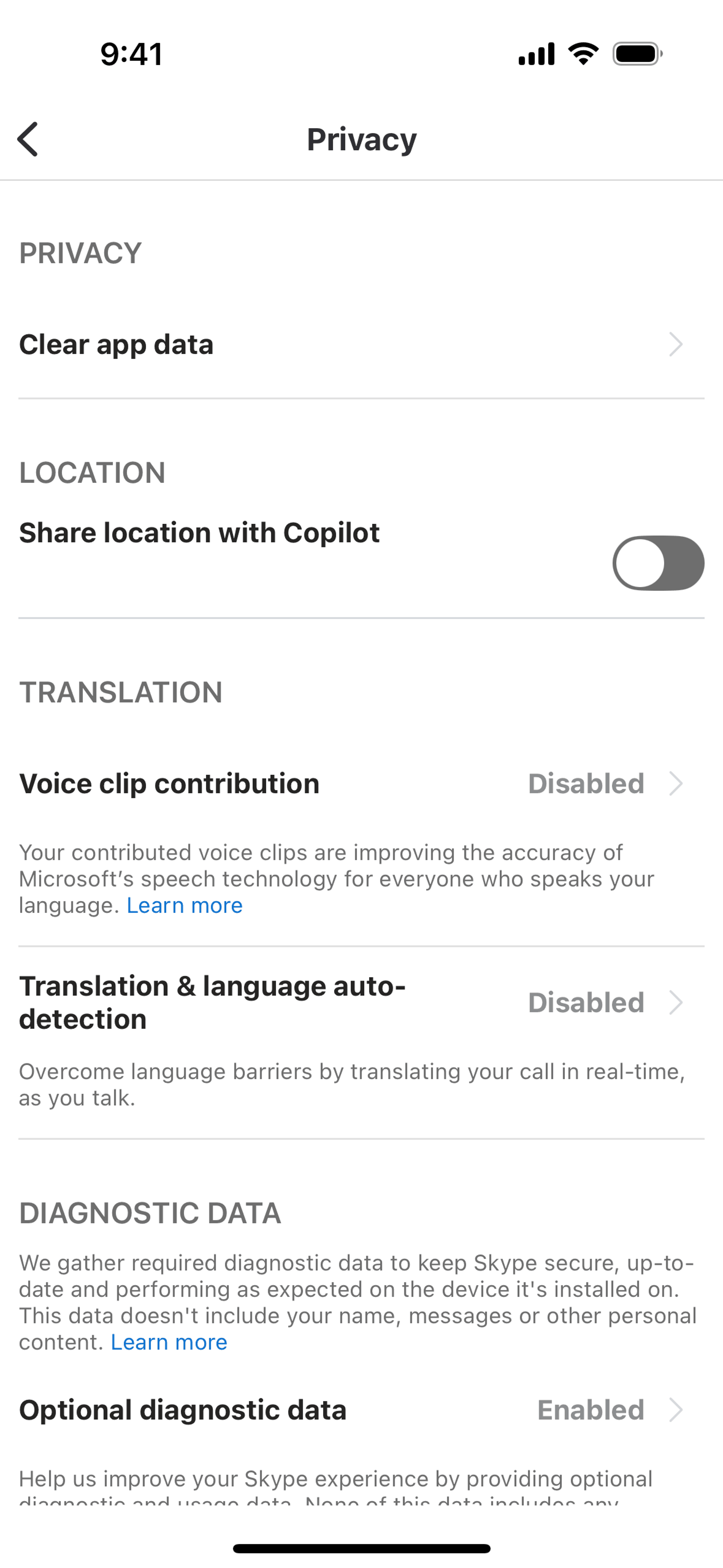 Skype iOS Communication interface screenshot 21