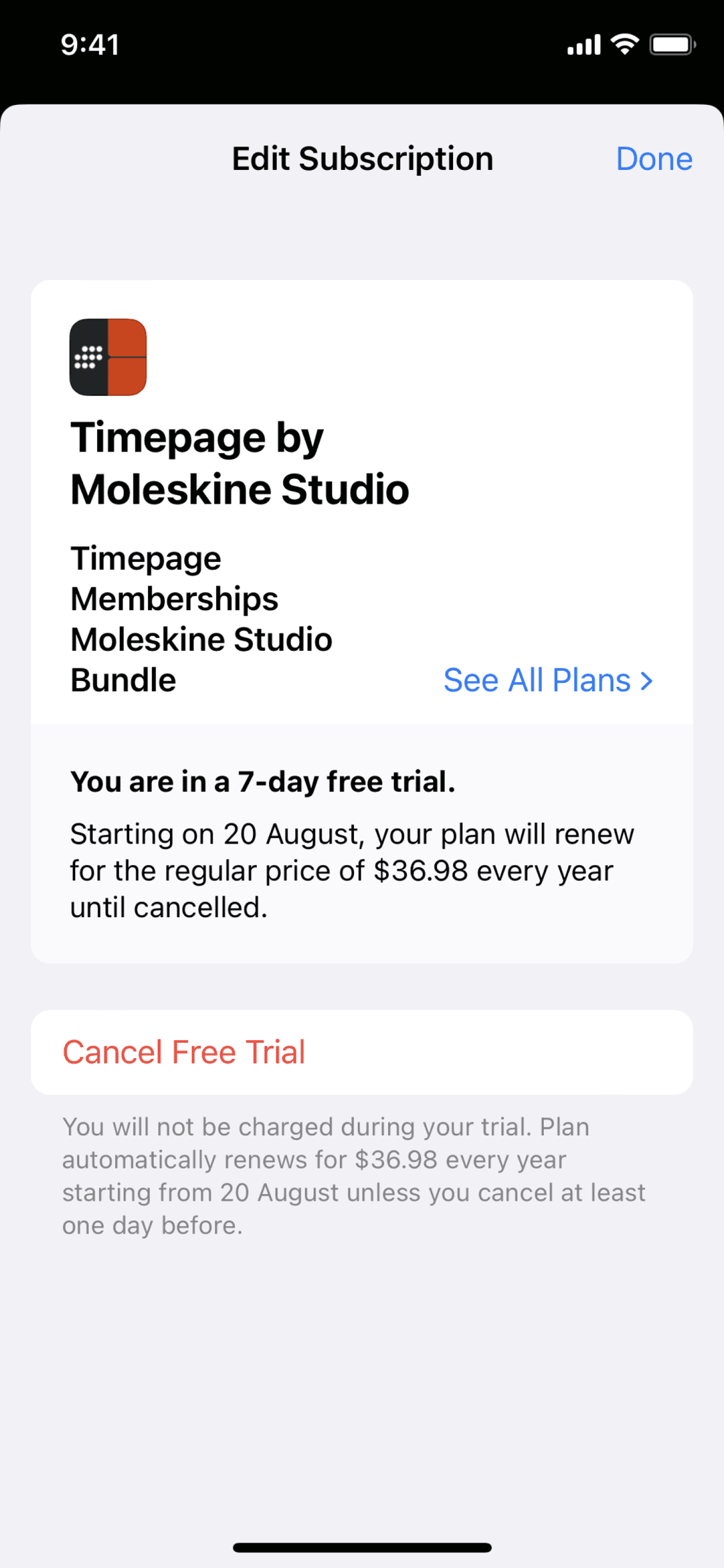 Timepage iOS Productivity interface screenshot 20