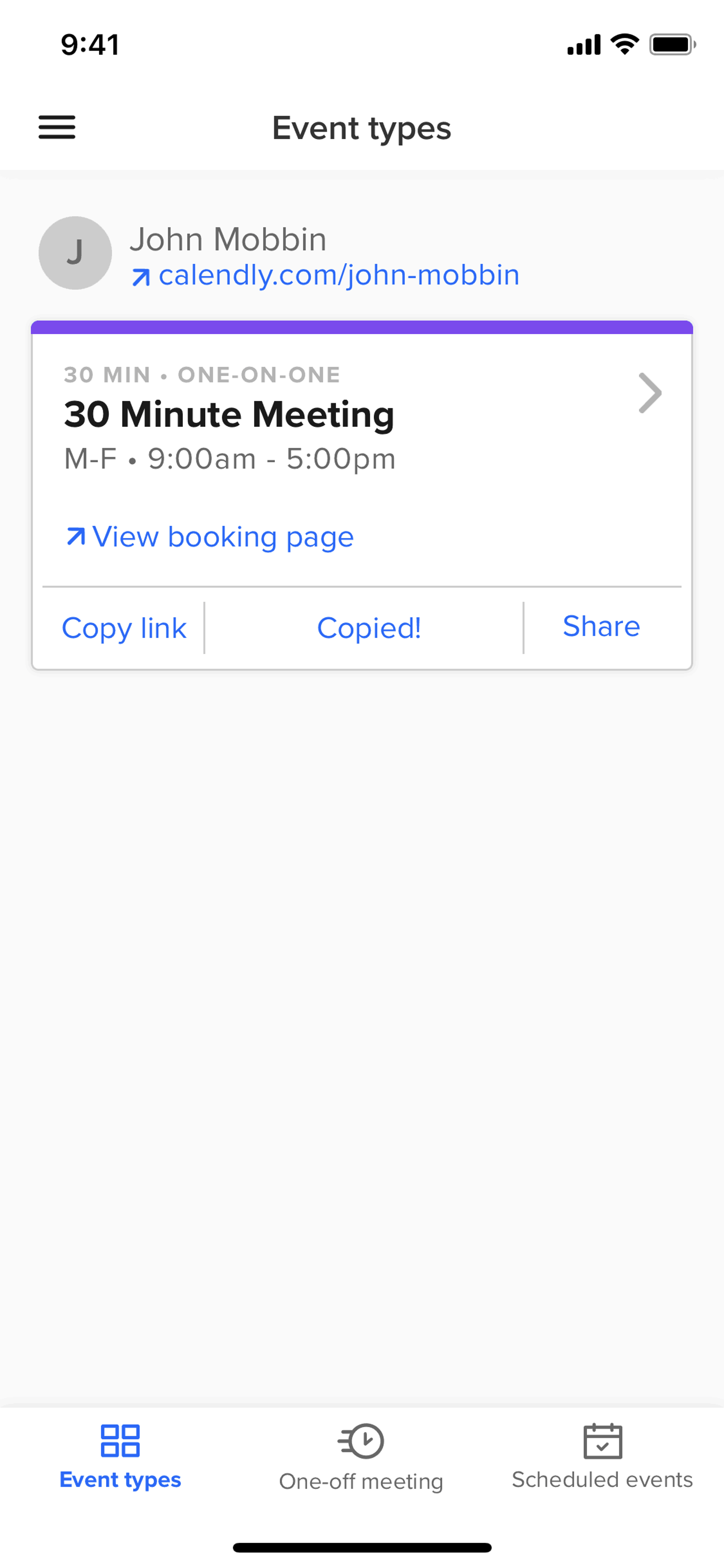 Calendly iOS Business interface screenshot 11