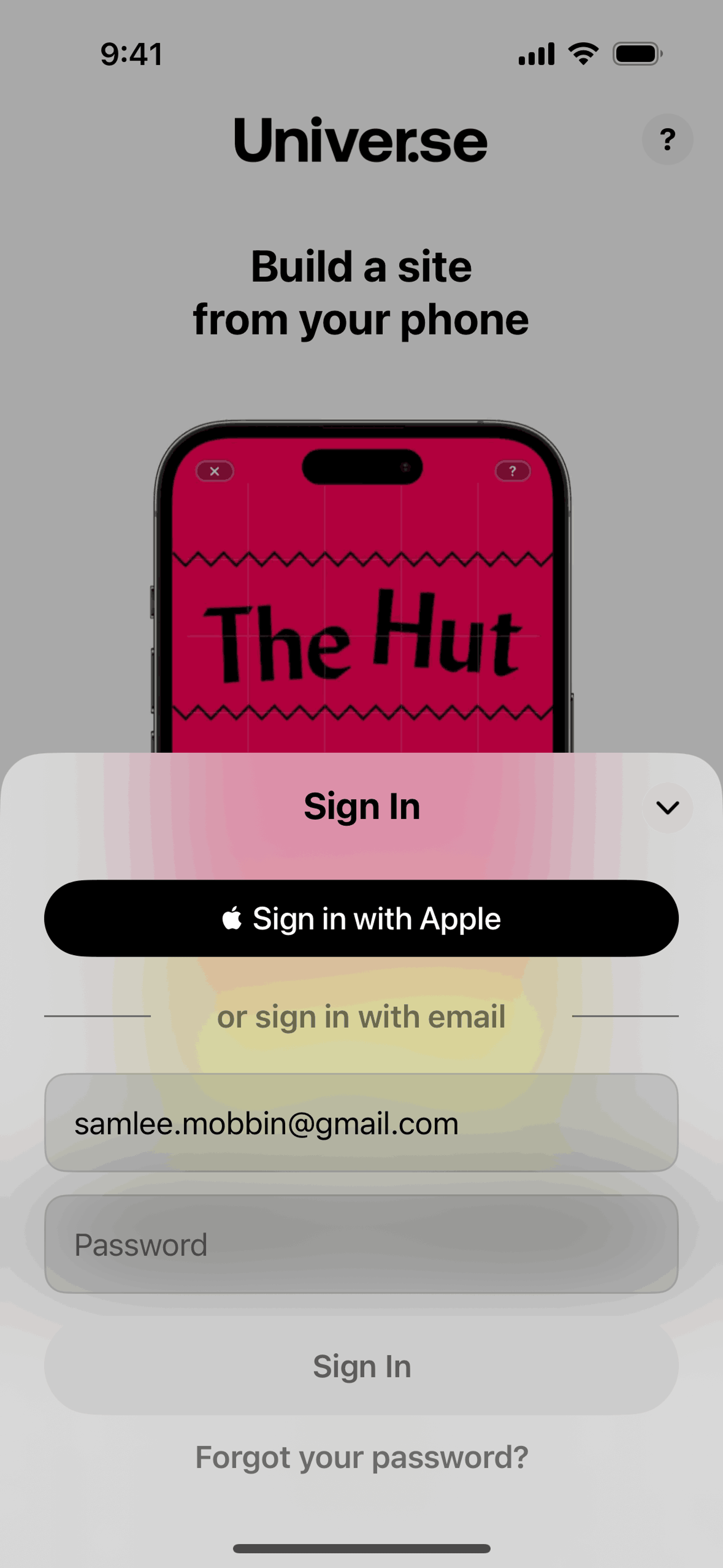 Universe iOS Productivity interface screenshot 2