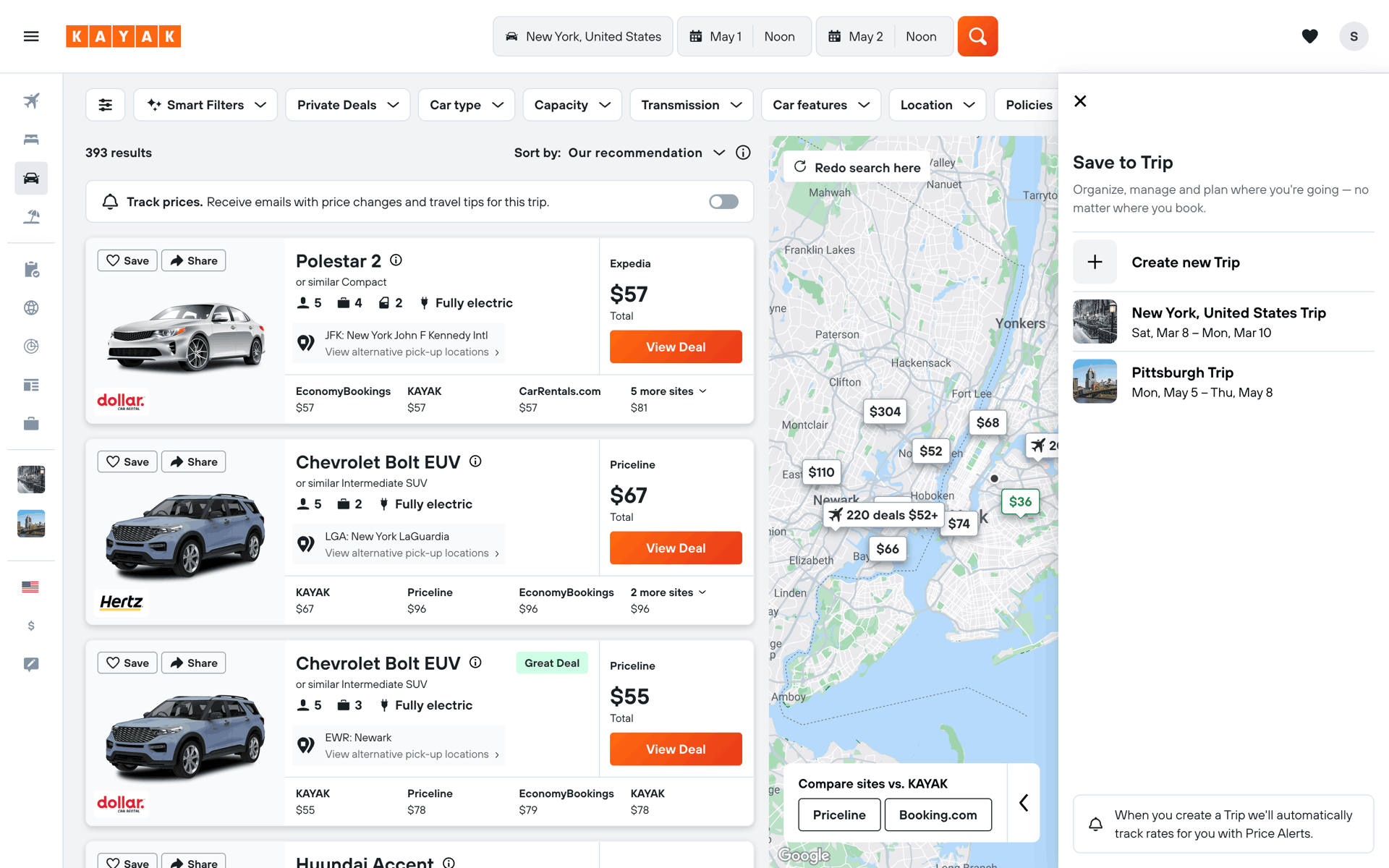 KAYAK Web Travel & Transportation interface screenshot 14