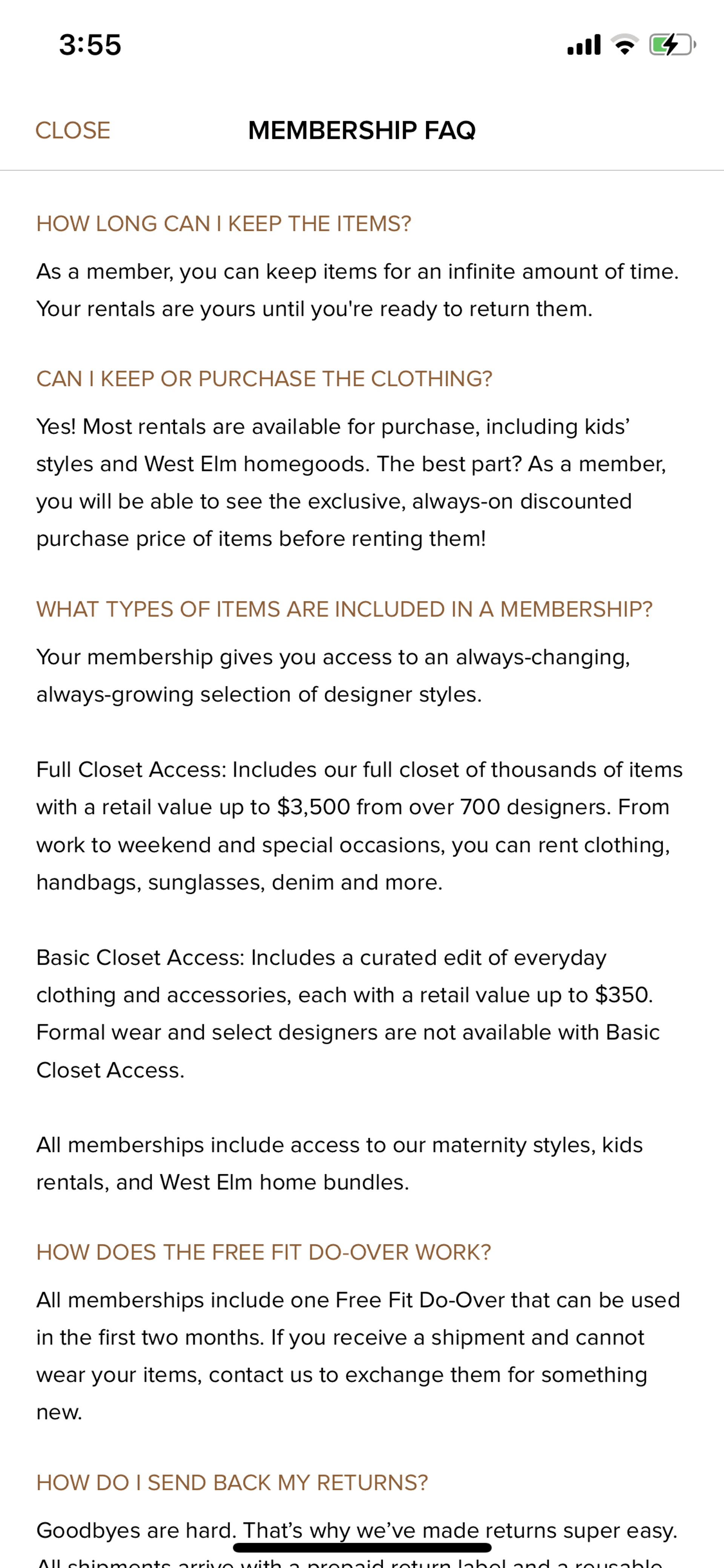 Rent the Runway iOS Shopping interface screenshot 16