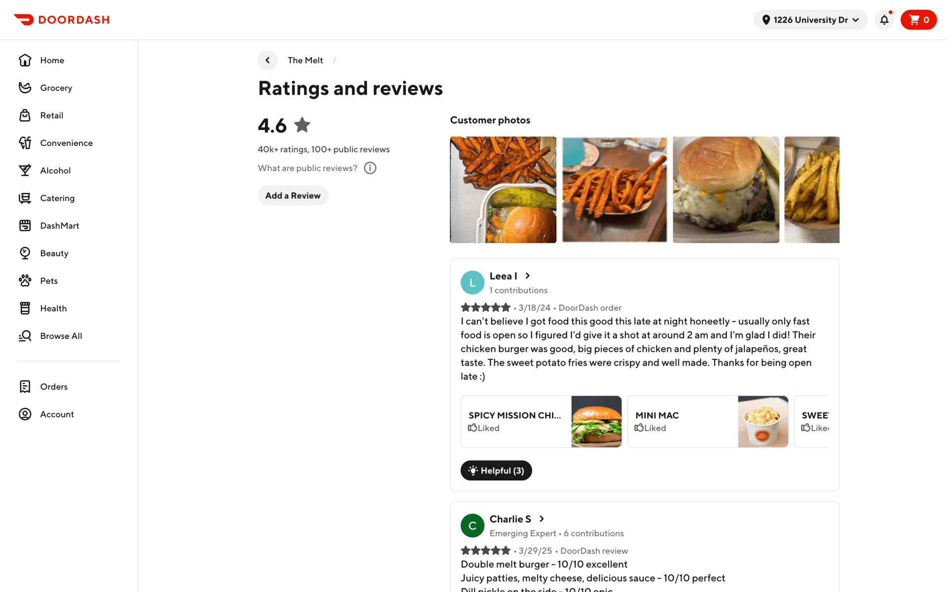 DoorDash Web Shopping interface screenshot 16