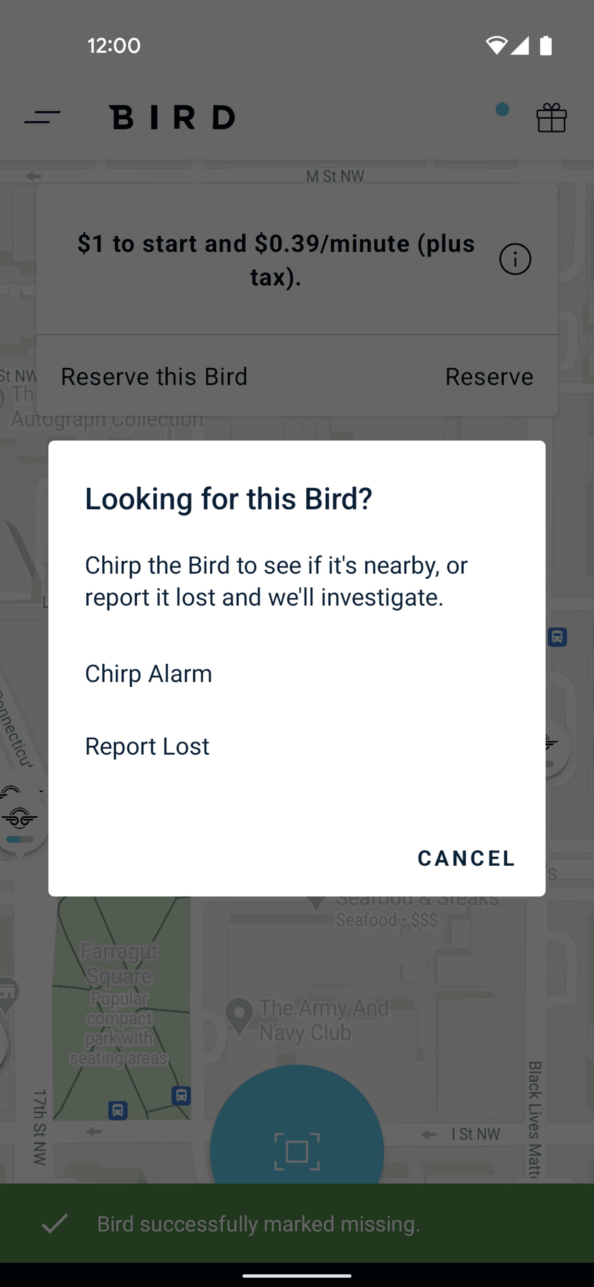 Bird Android Travel & Transportation interface screenshot 16