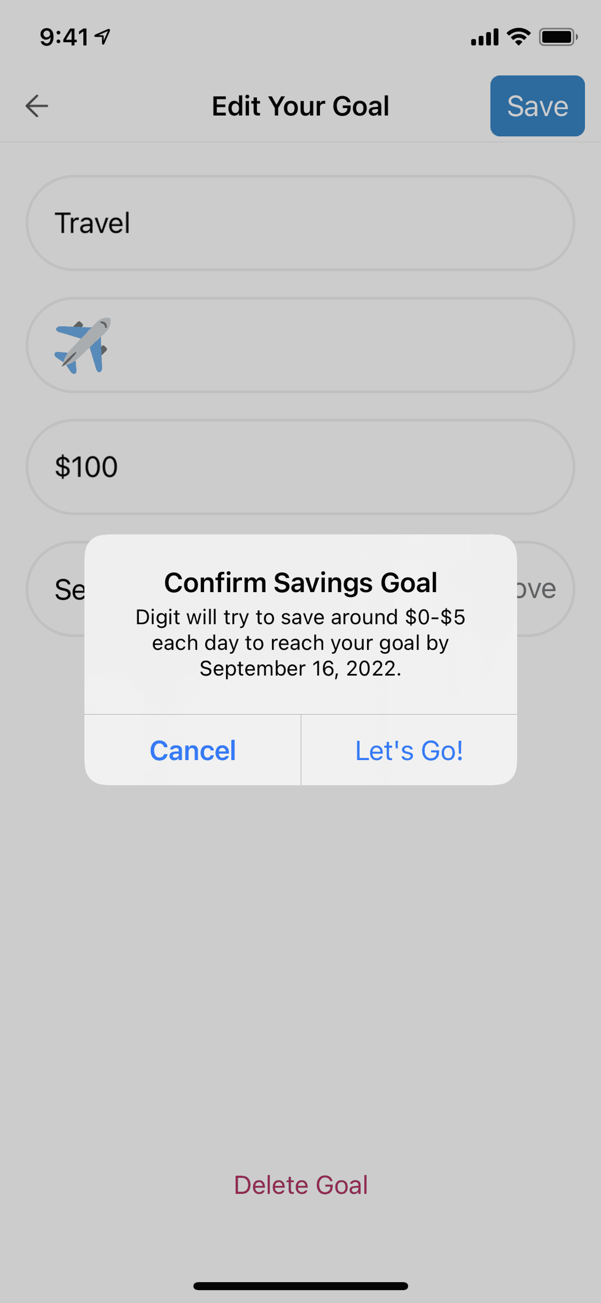 Digit iOS Finance interface screenshot 22