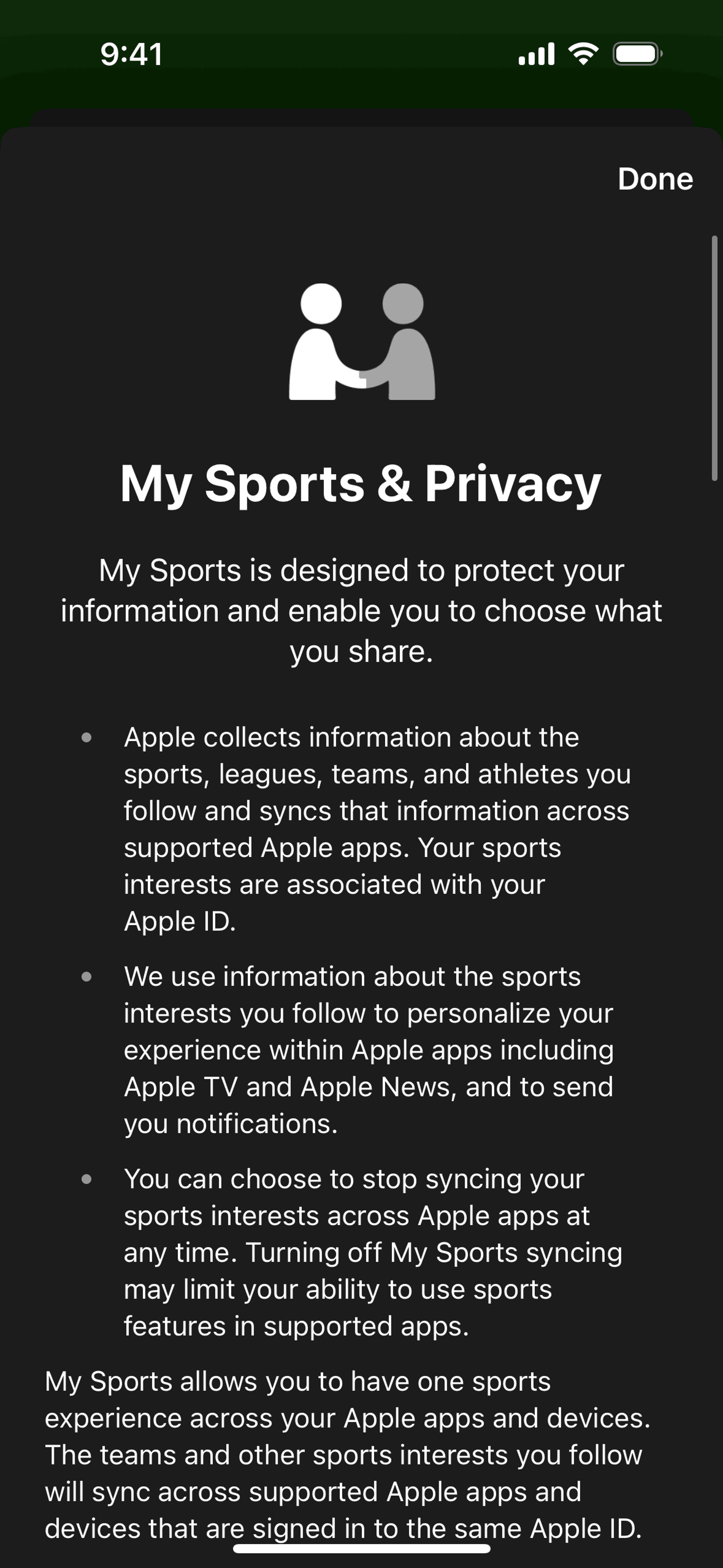 Apple Sports iOS Sports interface screenshot 21