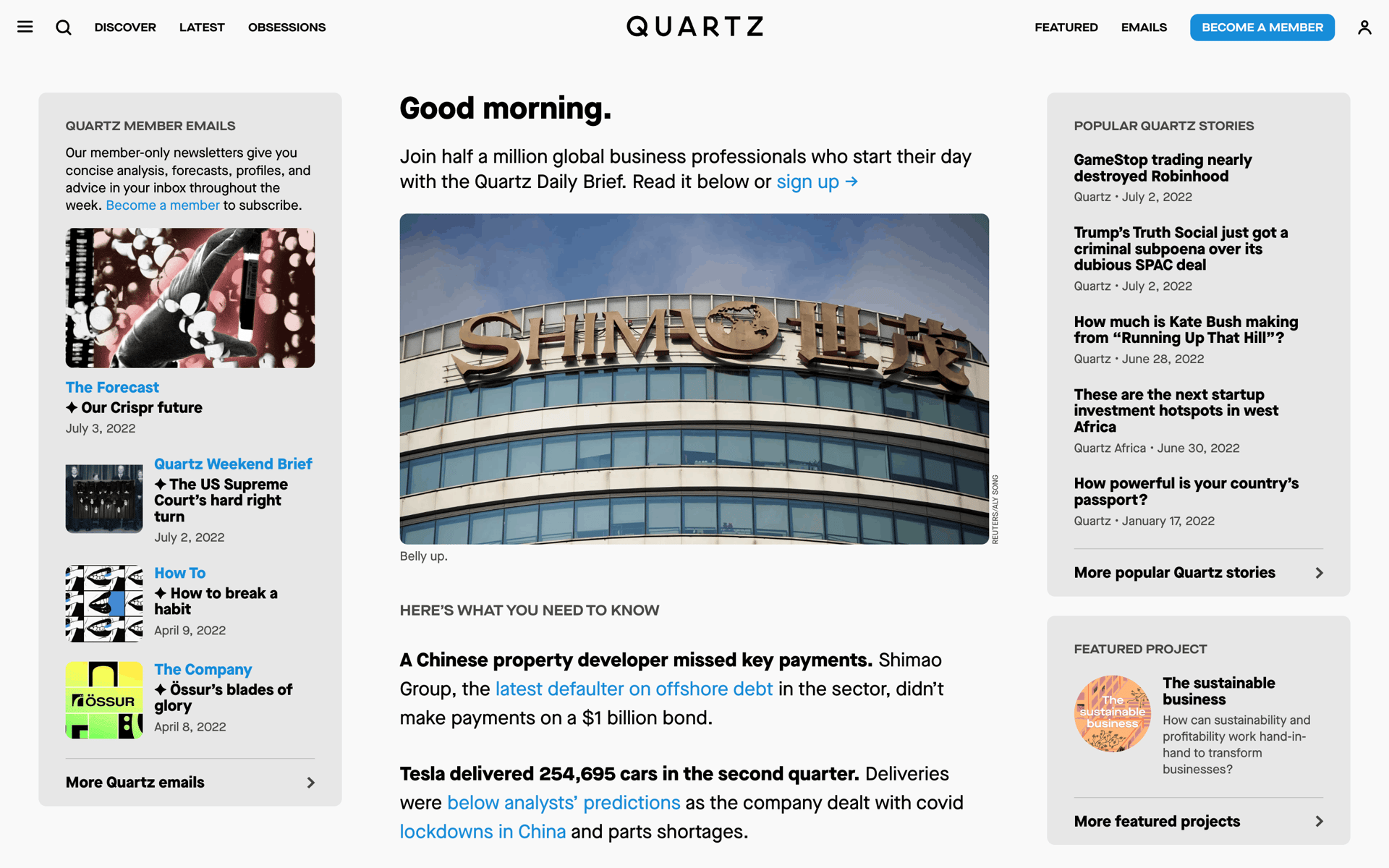 Quartz Web News interface screenshot 1
