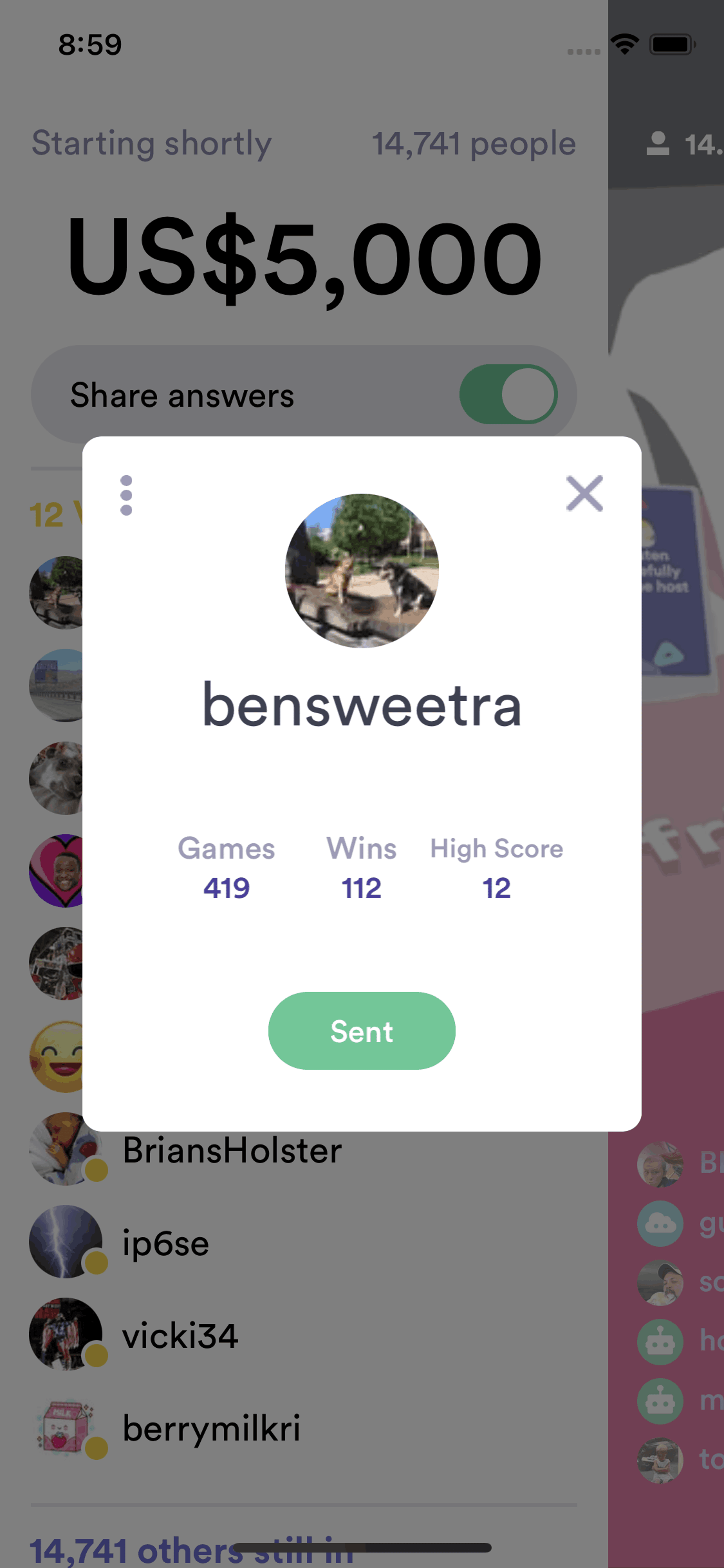 HQ Trivia iOS Entertainment interface screenshot 19