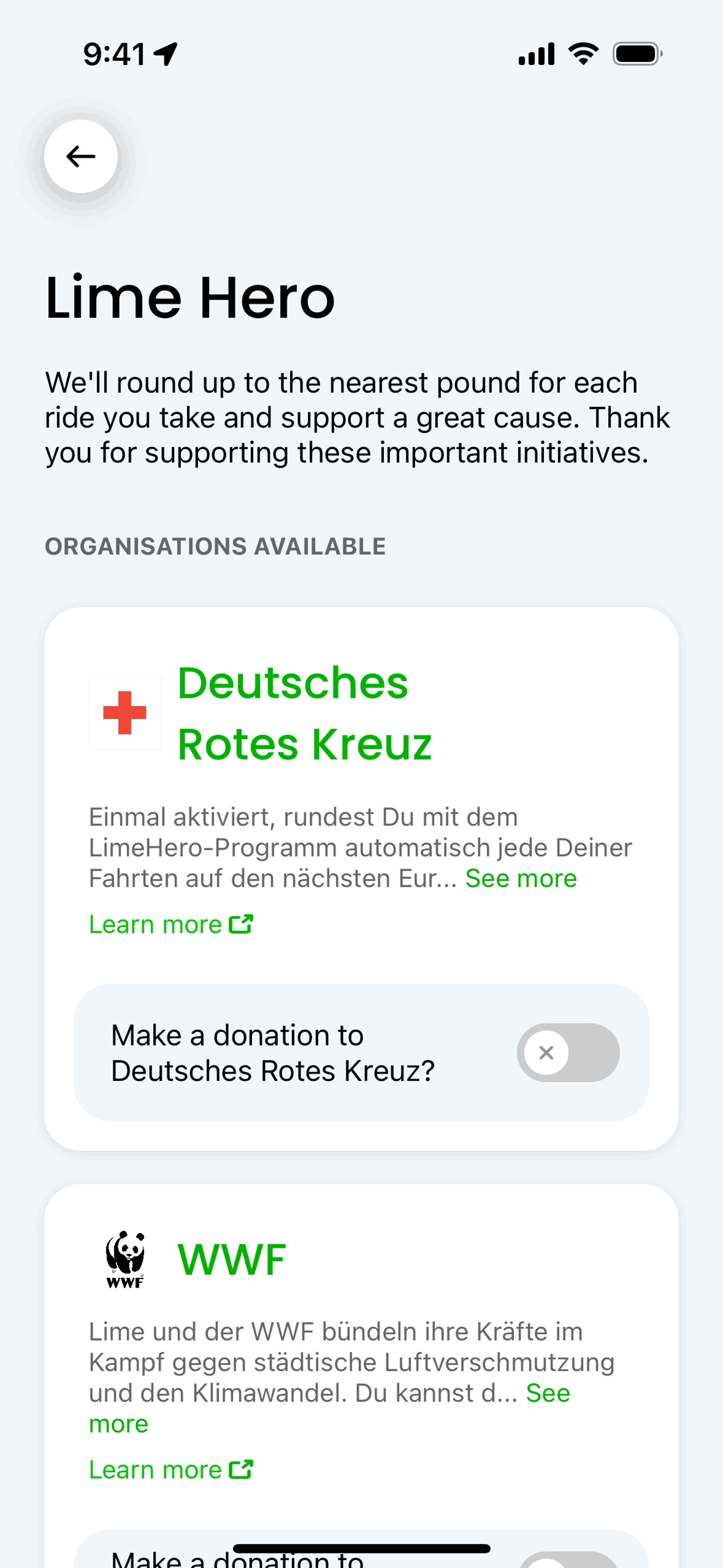 Lime iOS Travel & Transportation interface screenshot 10
