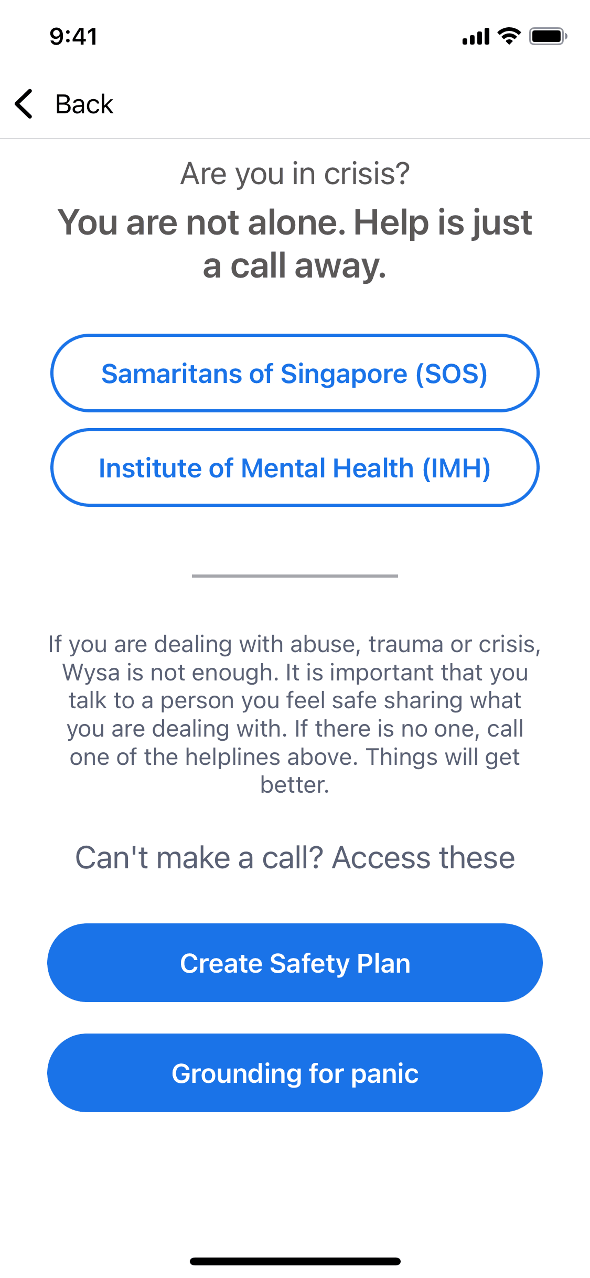 Wysa iOS AI interface screenshot 16