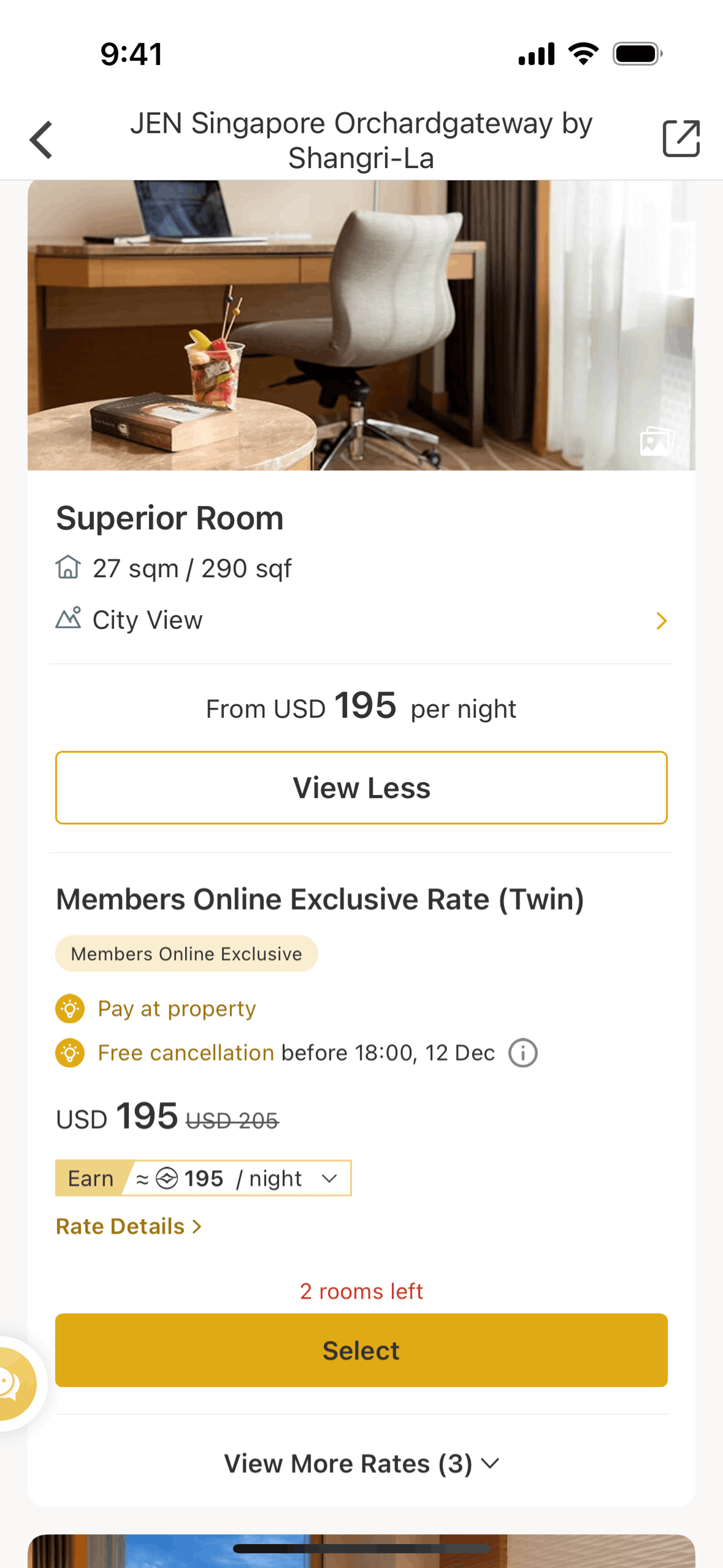 Booking a hotel on Shangri-La Circle (ios) screen 2