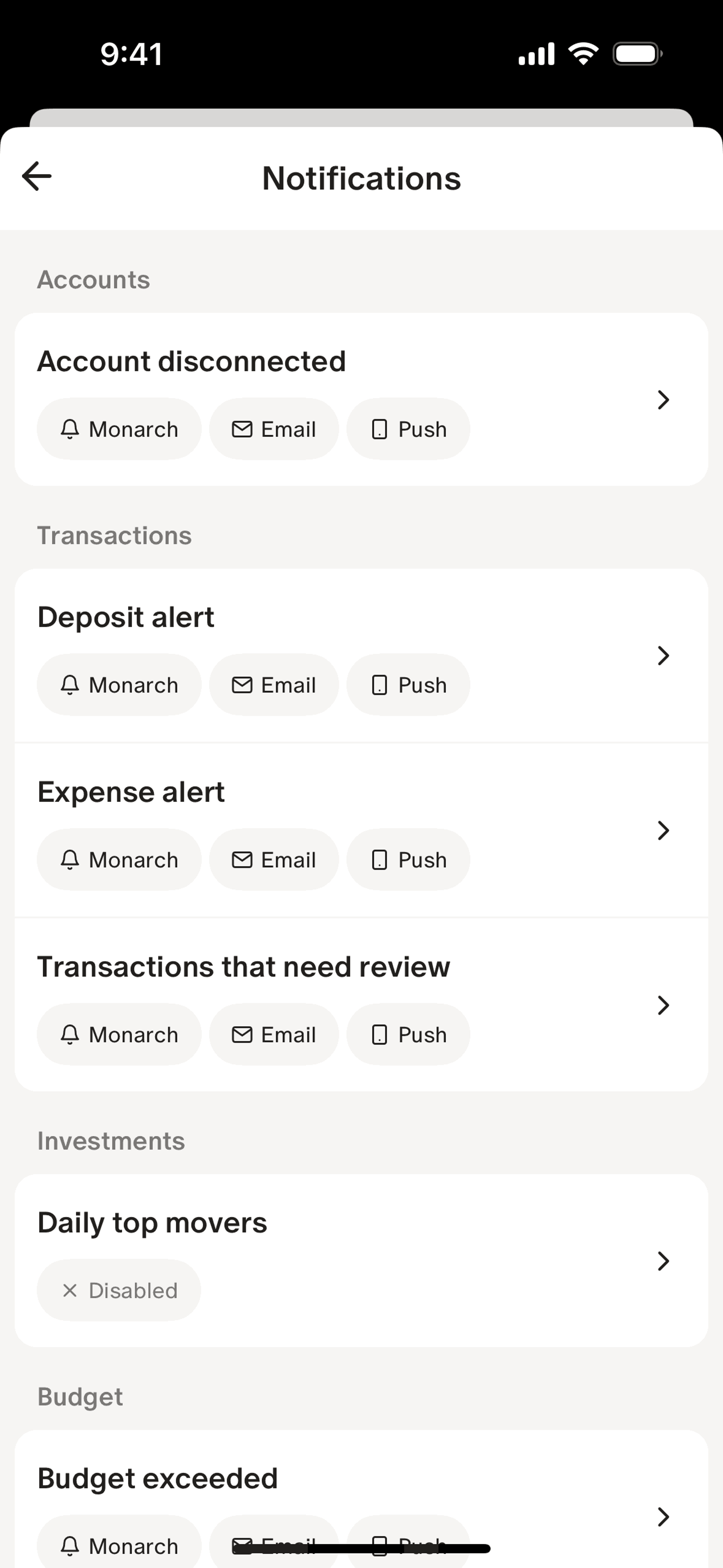 Monarch iOS Finance interface screenshot 10