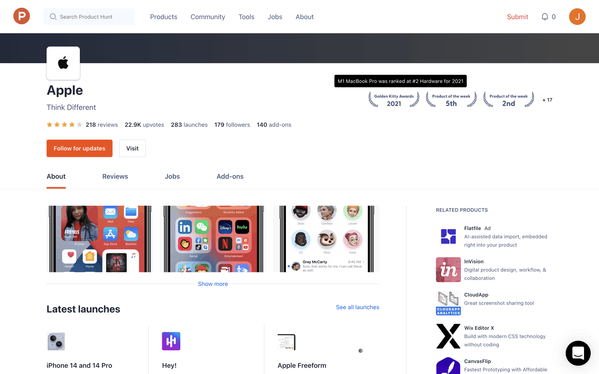 Product Hunt Web Business interface screenshot 8