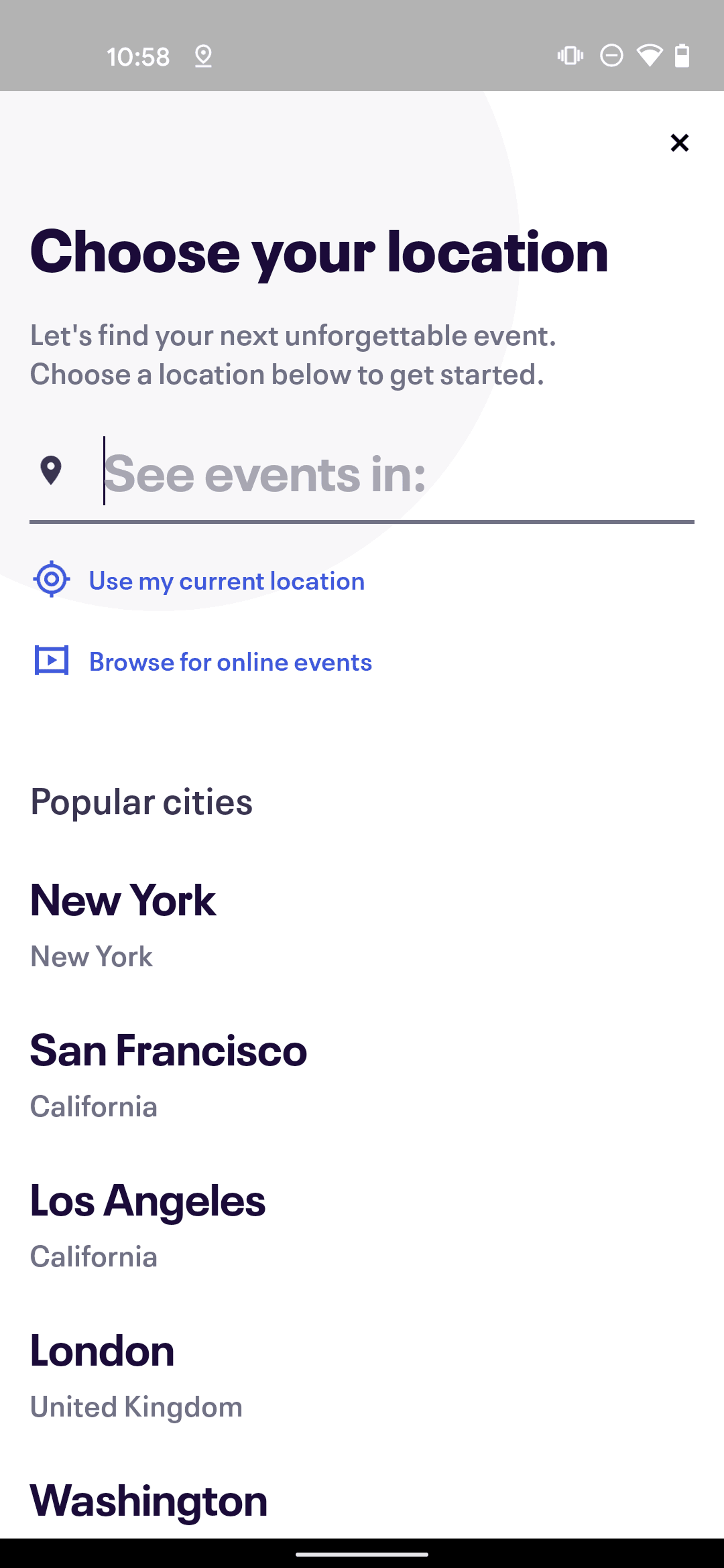 Eventbrite Android Entertainment interface screenshot 2
