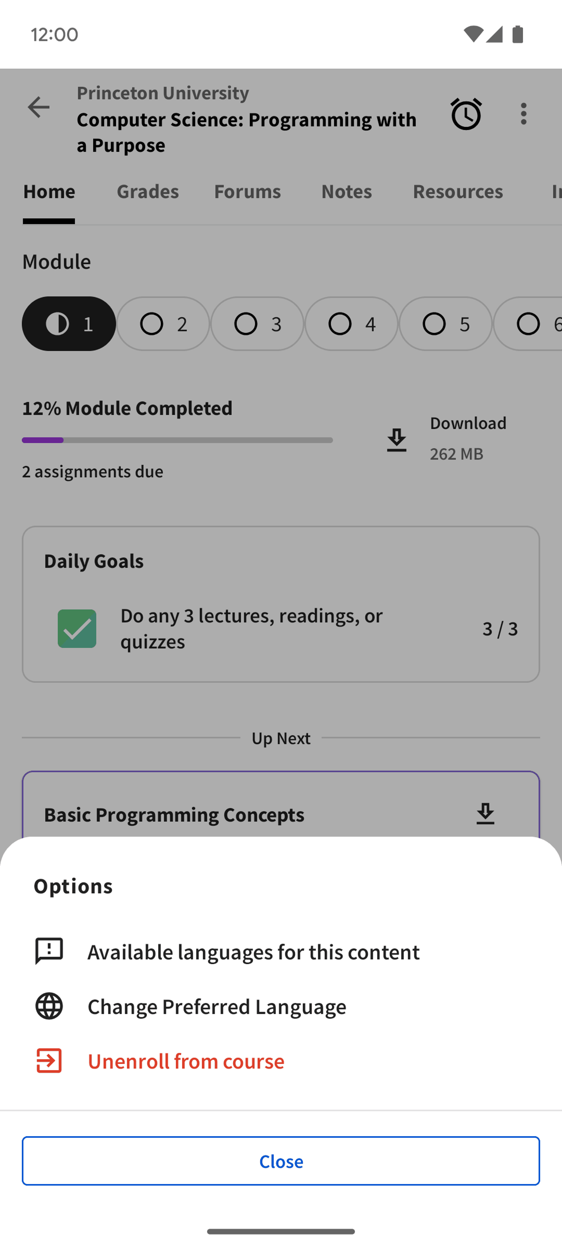 Coursera Android Education interface screenshot 17
