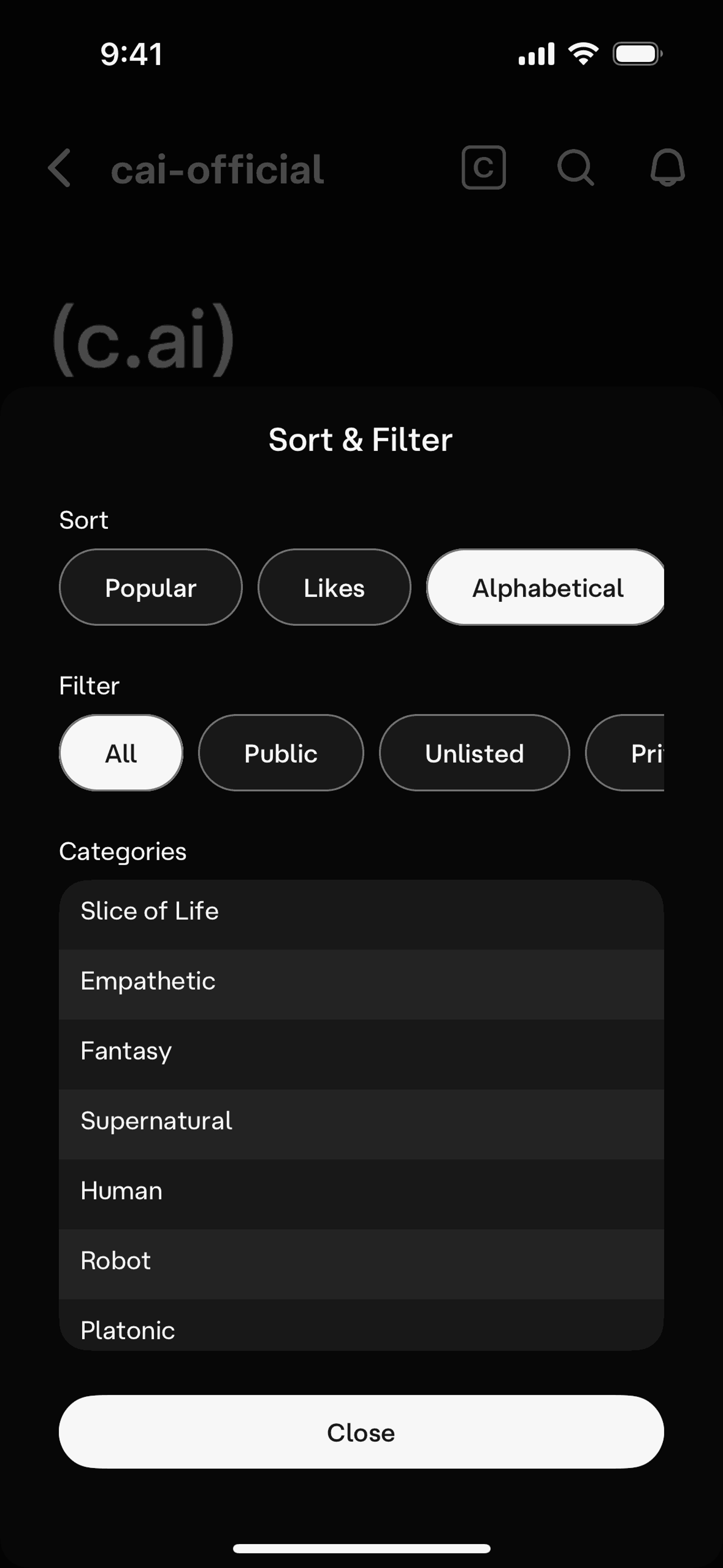 Character AI iOS AI interface screenshot 16